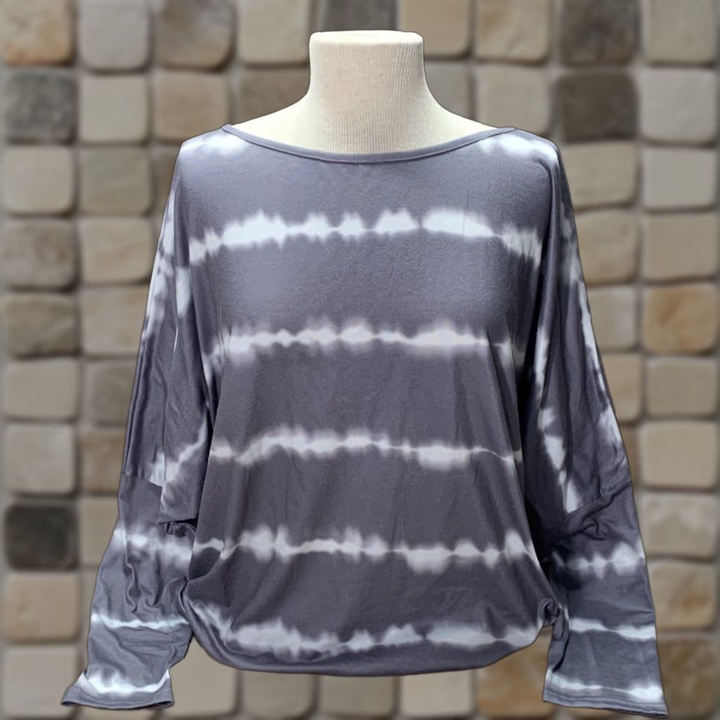 Shein Shein Pullover Shirt Women XL Gray Dolman Sleeve Striped Long Sleeve Crew Neck Casual Basic Soft Size XL / US 12-14 / IT 48-50 - 1 Thumbnail