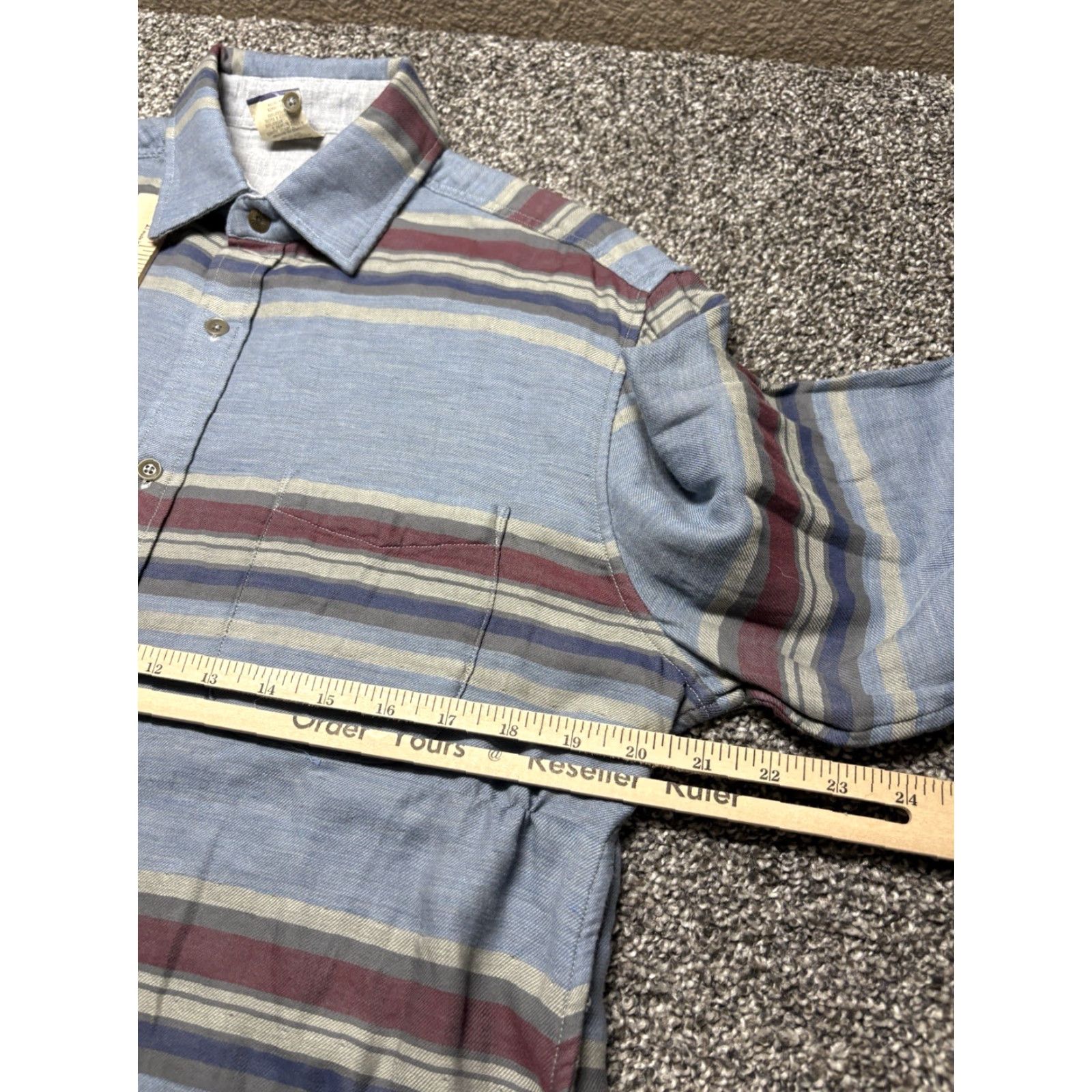 Faherty Faherty Reversable Shirt Shaket Mens Medium Flannel Cotton Long Sleeve Snap Cuff Striped Pattern Outdoor Classic Shirt Mens M Blue Size US M / EU 48-50 / 2 - 7 Thumbnail