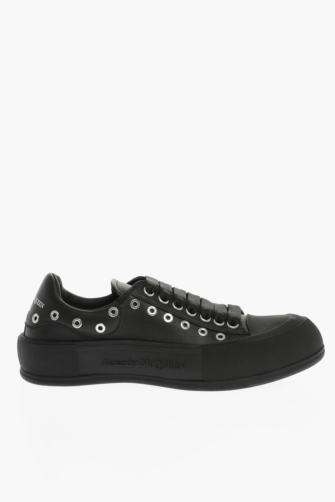 image of Alexander Mcqueen Og1Mm0423 Leather Low-Top Sneakers In Black, Men's (Size 9)