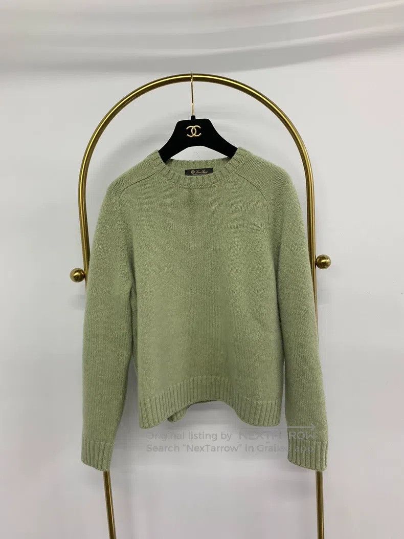 Loro Piana Loro Piana Baby cashmere saddle shoulder light green cashm Size S / US 4 / IT 40 - 1 Thumbnail