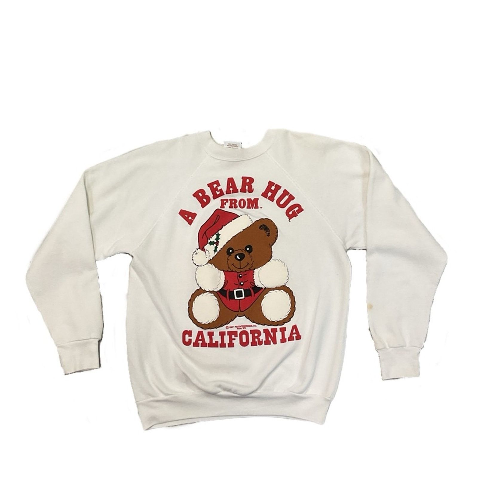 Tultex Vintage 1987 Christmas Bear “A Bear Hug” sweatshirt Size US L / EU 52-54 / 3 - 1 Thumbnail
