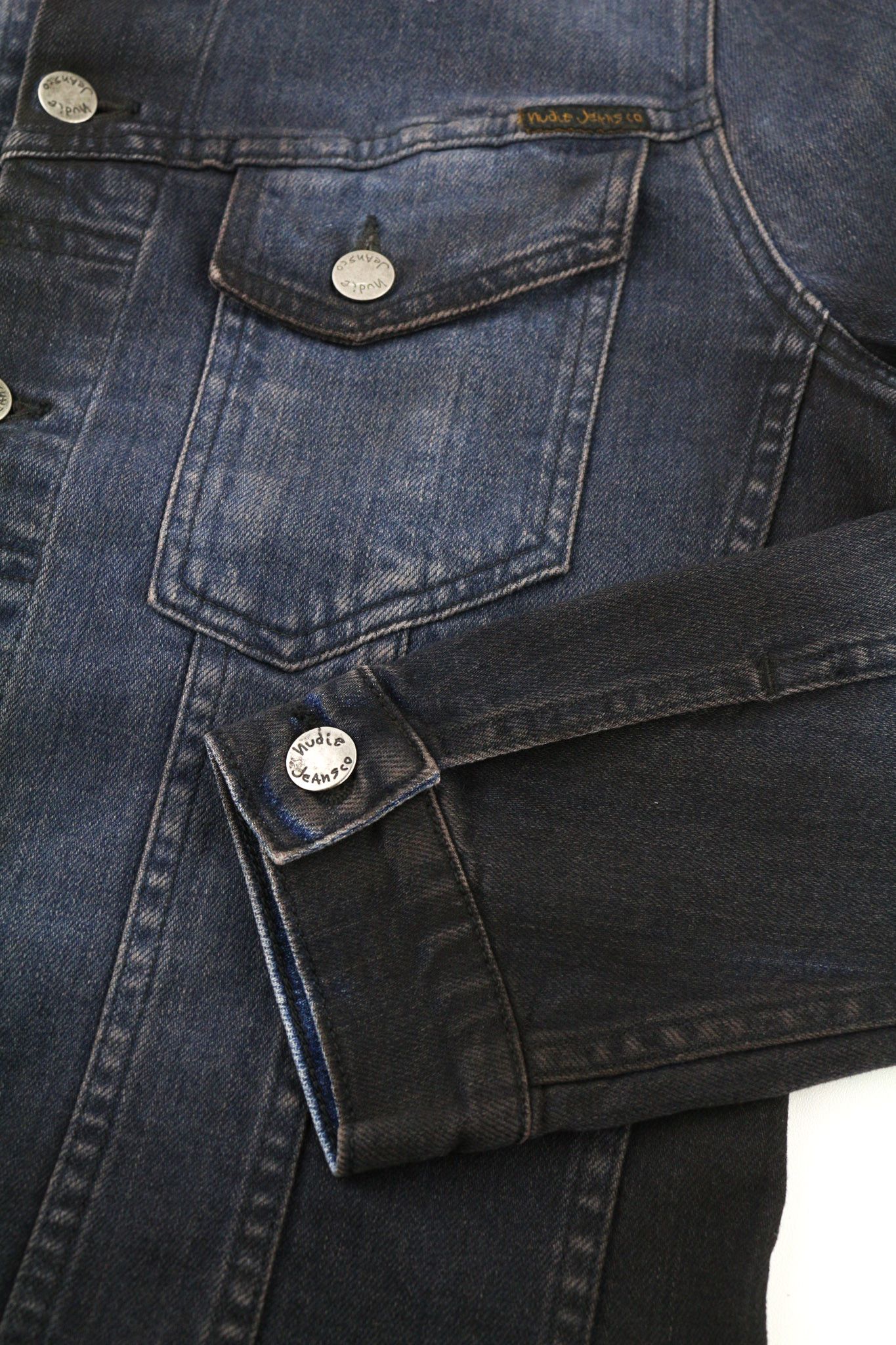 Nudie Jeans PERRY S Denim Black On Blue Buttoned Jacket 80747 Size US S / EU 44-46 / 1 - 5 Thumbnail