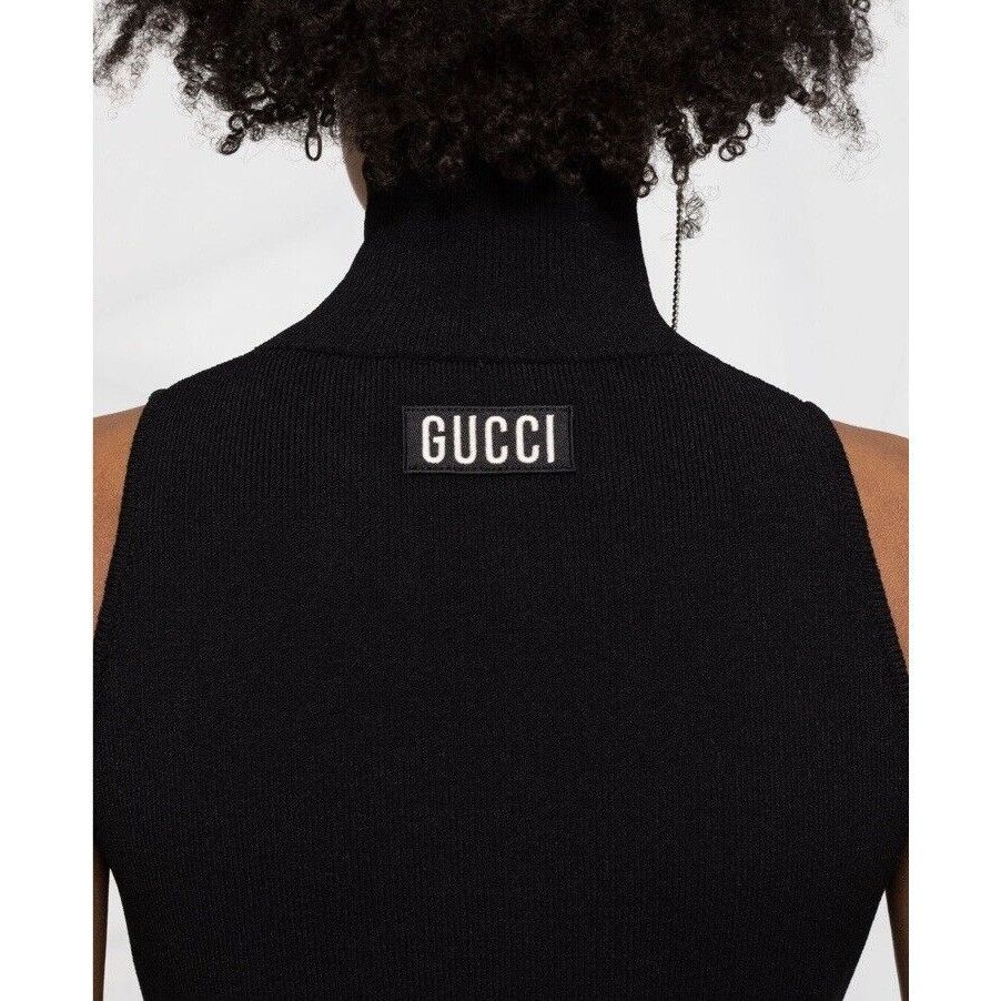 Gucci NWT GUCCI TOP BLACK LOGO RIBBED VEST SZ M 100% Authentic Size M / US 6-8 / IT 42-44 - 3 Thumbnail