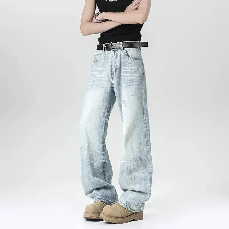 Japanese Brand Retro straight tube loose wide leg tie dye jeans Size US 30 / EU 46 - 6 Thumbnail