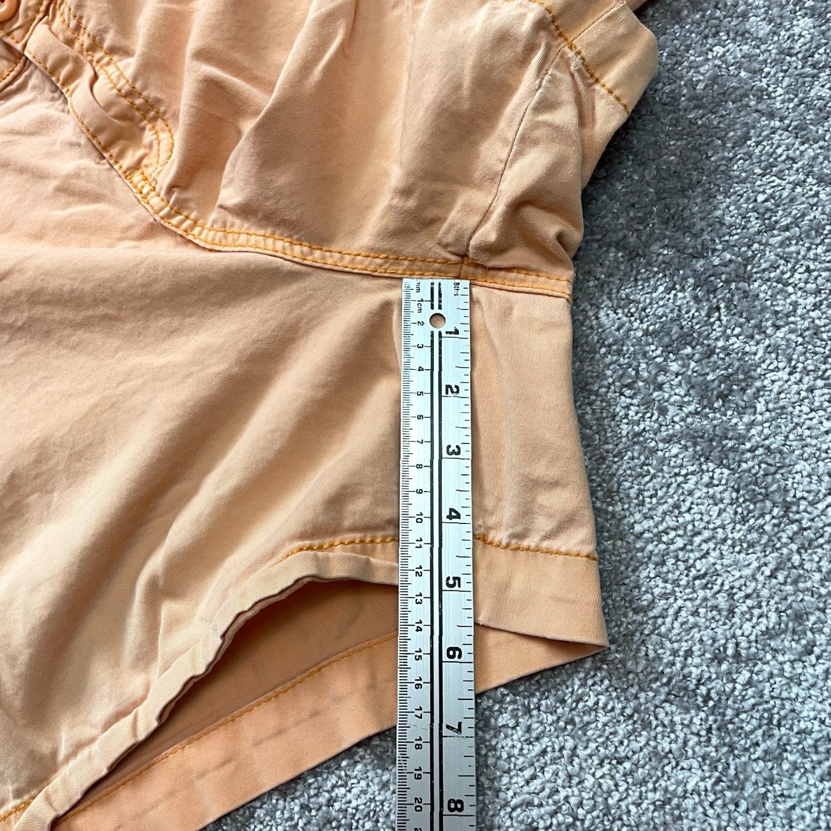 Vintage Maurices Bermuda Shorts Womens 24 Light Orange Chino Cotton Casual Pockets 5" Satin? Size 32" / US 10 / IT 46 - 5 Thumbnail
