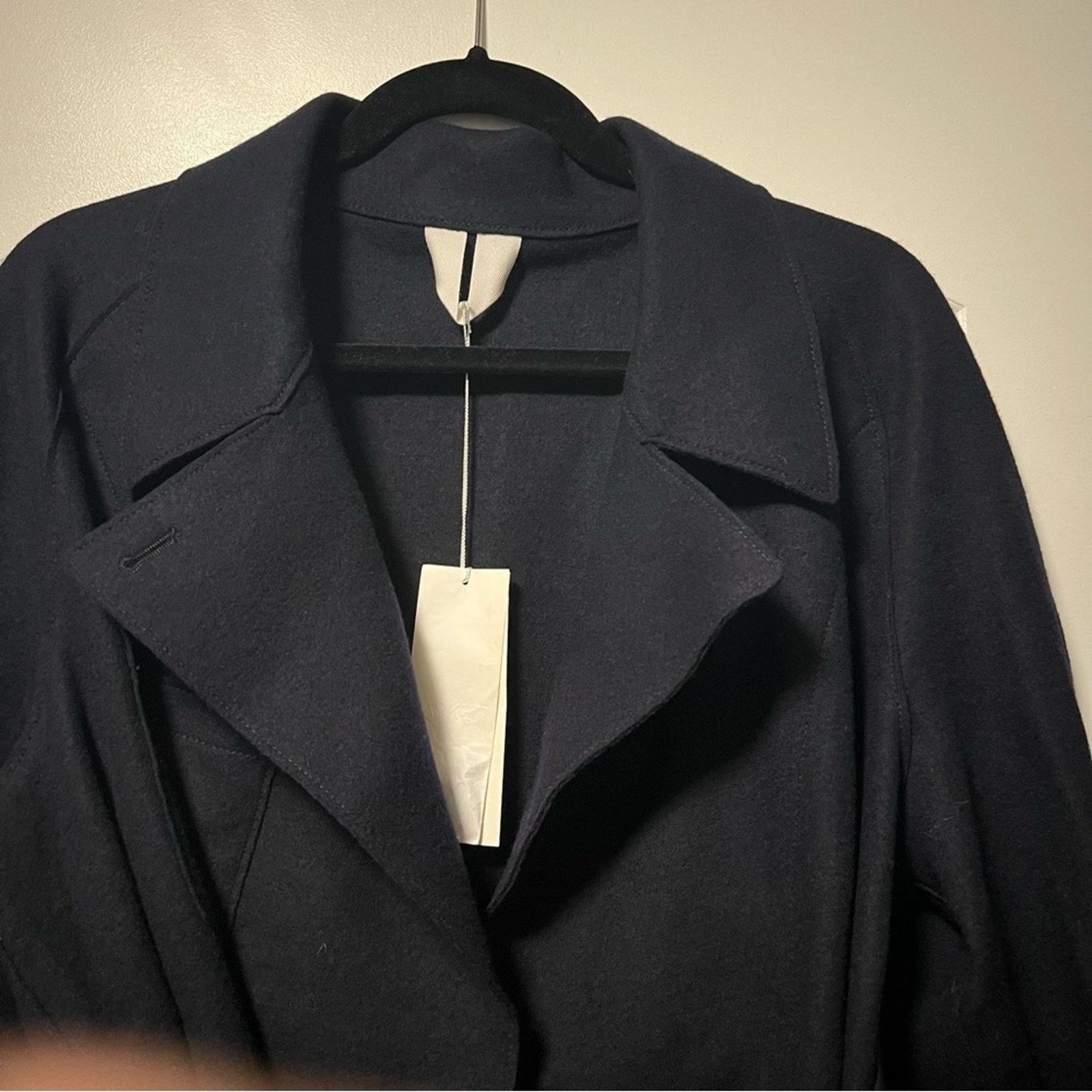 Arket NWT ARKET Belted Wool Jersey Jacket Dark Navy Blue Large Size L / US 10 / IT 46 - 10 Thumbnail