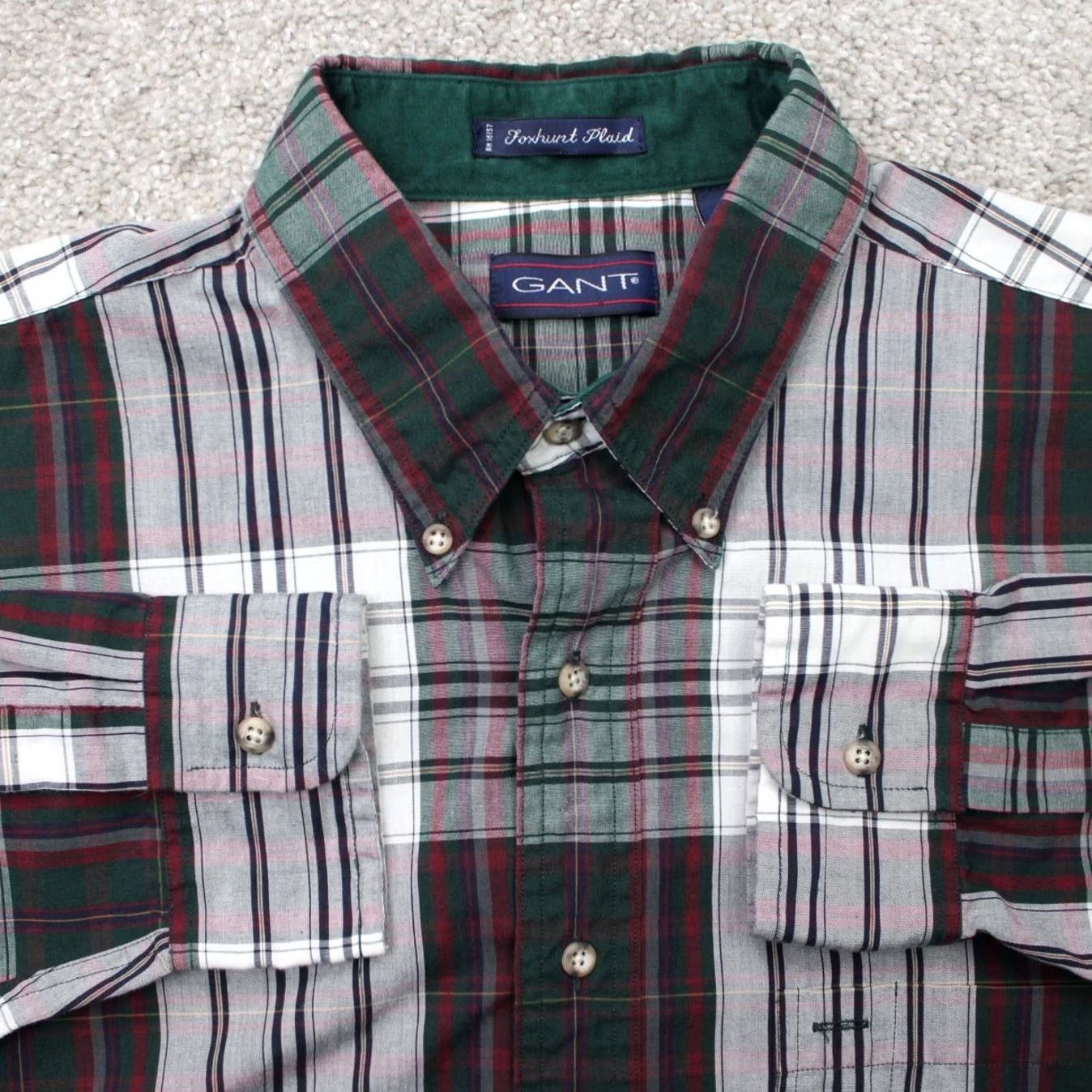 Gant GANT Shirt Mens Large Red & Green Plaid Button-Up Long Sleeve Cotton/Poly Twill Size US L / EU 52-54 / 3 - 2 Thumbnail
