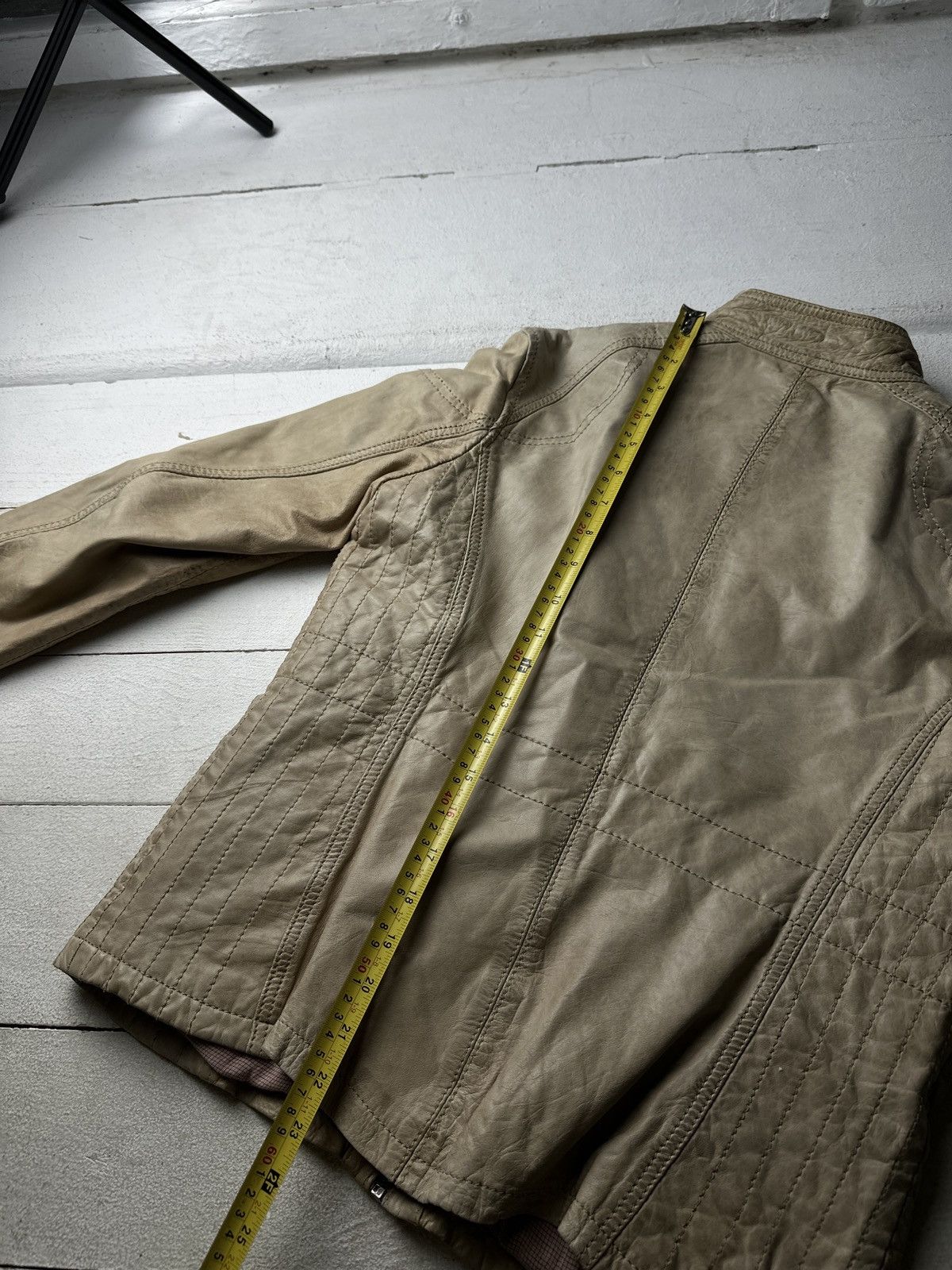 Other 🚨Y2K RICK OWENS TYPE DIRTY SLIM FIT ZIP LEATHER JACKET Size L / US 10 / IT 46 - 17 Thumbnail