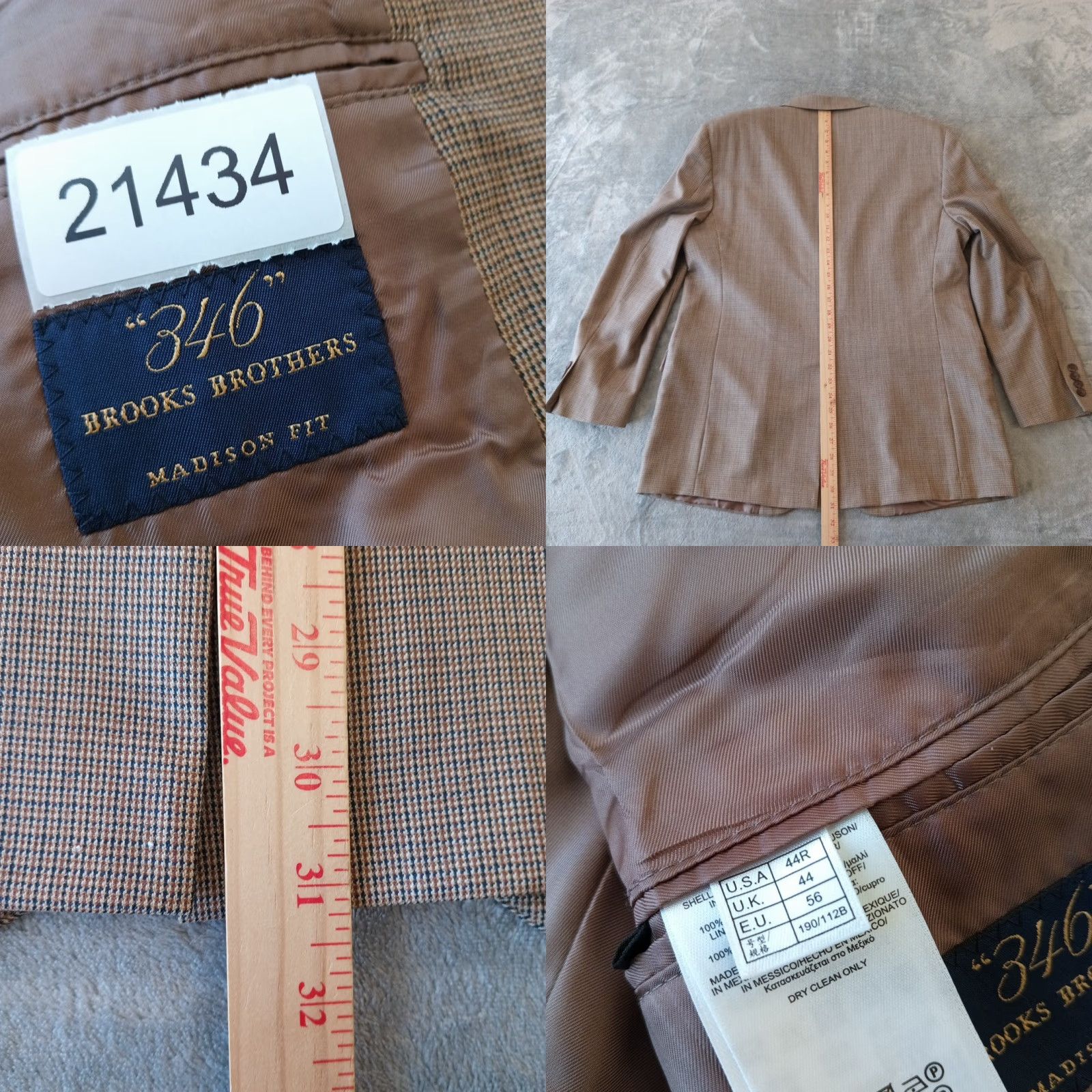 Brooks Brothers Brooks Brothers Blazer Mens 44 Beige Plaid Wool Two-Button Single Vent breathable Notch Lapel Two-Button Front JACKET Costume 2 Piece Vintage No? Size 44R - 8 Thumbnail