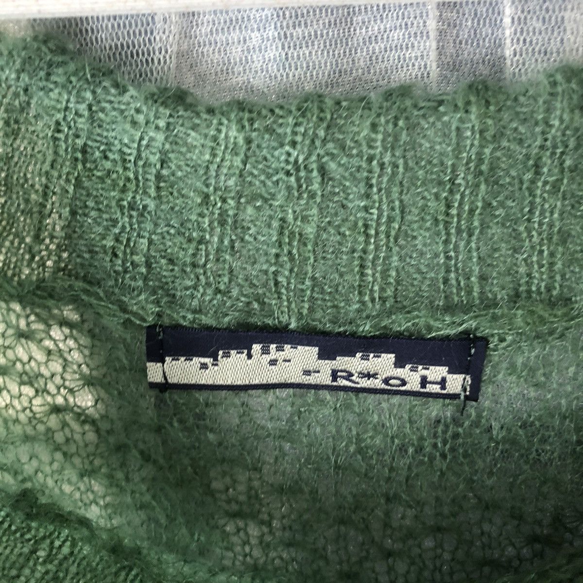 Homespun Knitwear R OH Green Mesh Net Crochet Green Knitwear #7404 Size S / US 4 / IT 40 - 8 Thumbnail