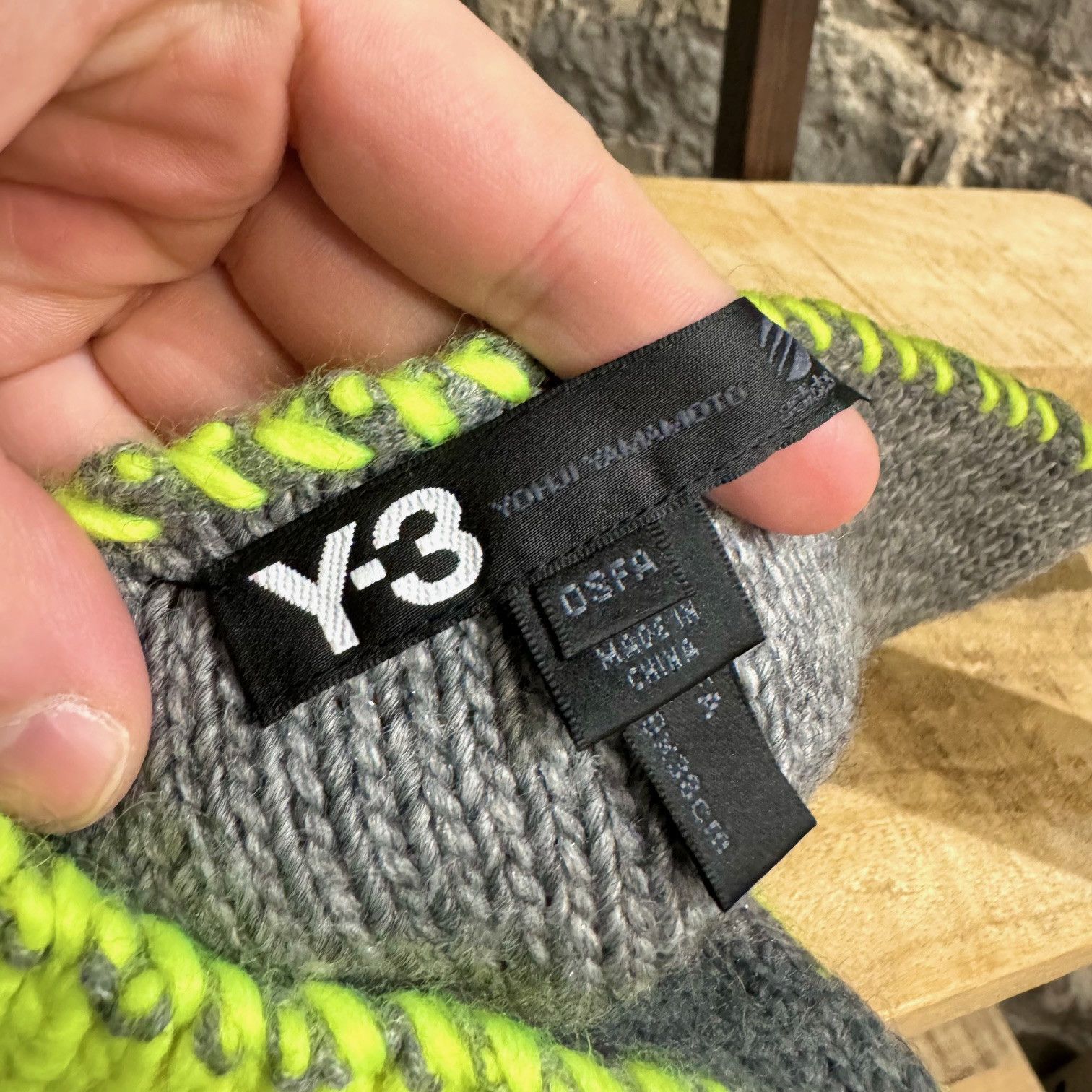 Y-3 Y-3 Grey Neon Yellow Striped Oversized Reversible Wool Scarf Size ONE SIZE - 3 Thumbnail