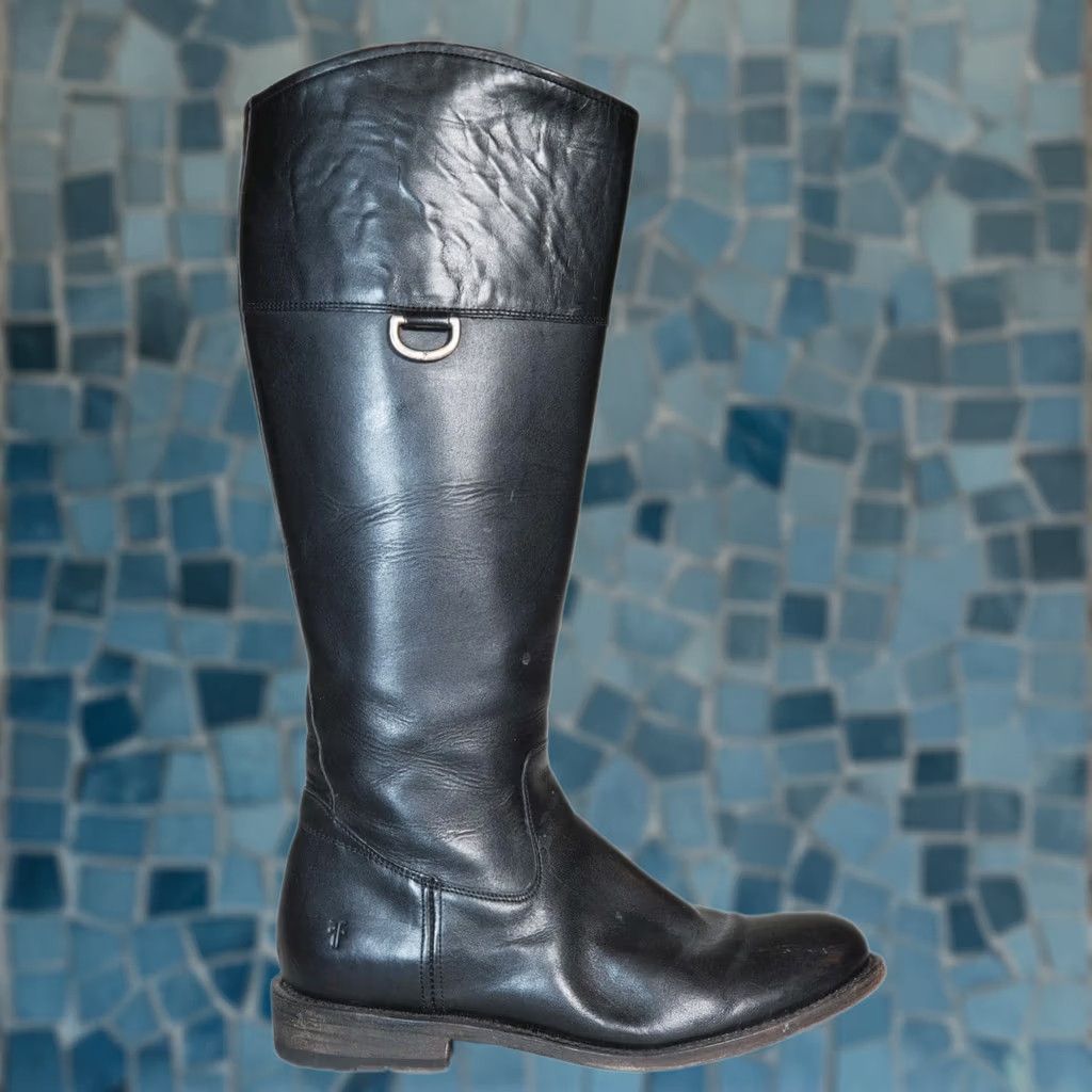 Frye FRYE Jayden D Ring Black Leather Tall Zip Riding Boots Women 8 B Knee High Block Heel Leather Lining Vintage: No Size US 8 / IT 38 - 1 Thumbnail