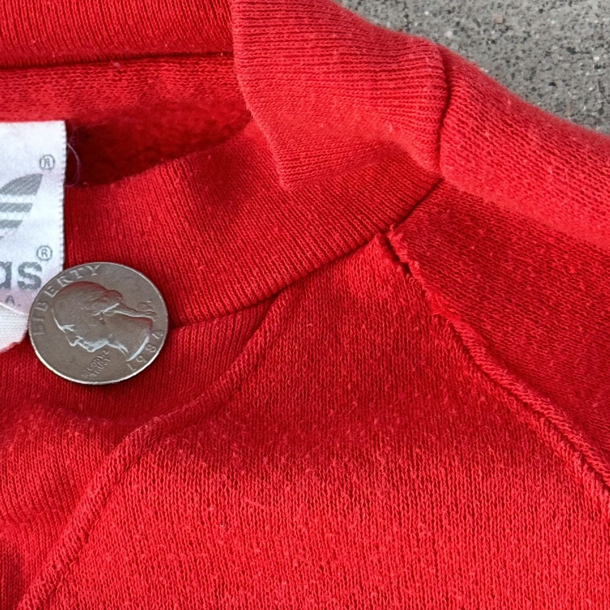 Adidas × Nike Vintage 80s Made In USA Red Adidas Logo Crewneck Fits Small Size US S / EU 44-46 / 1 - 5 Thumbnail