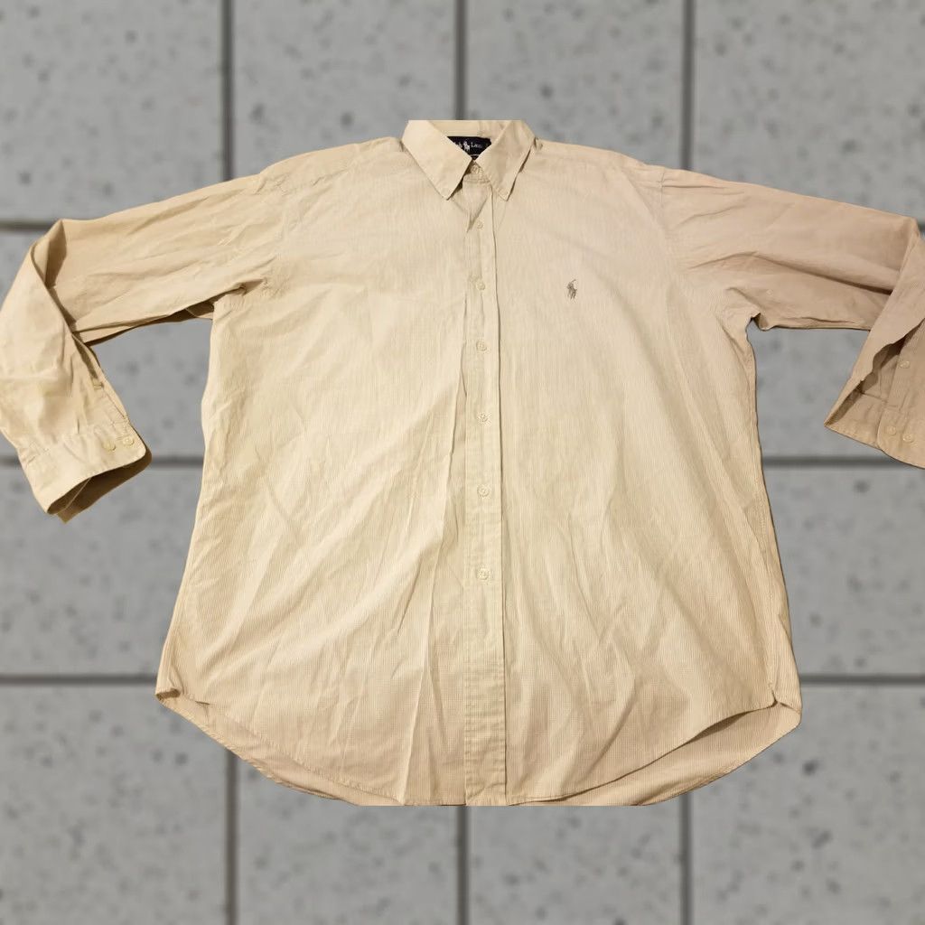 Polo Ralph Lauren Mens Polo Ralph Lauren Dress Shirt 16 34 35 Khaki Button Cotton Size 42R - 1 Thumbnail