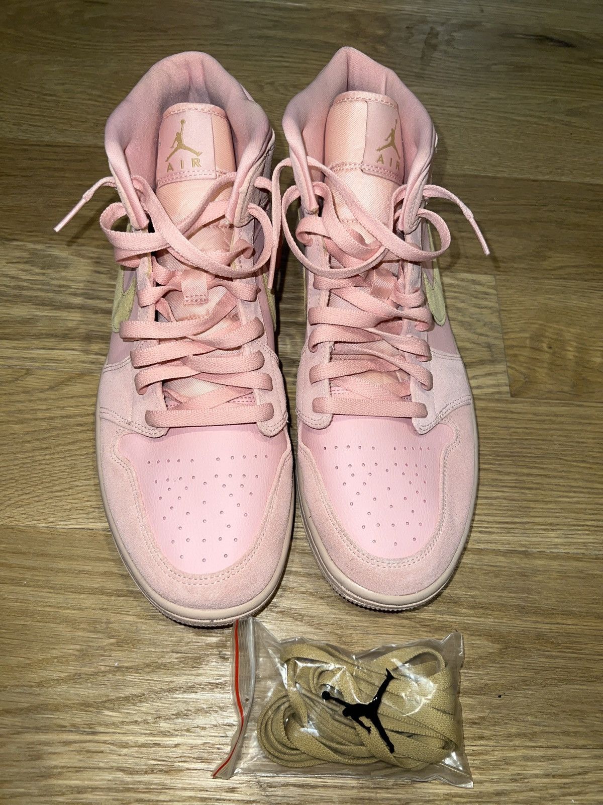 image of Nike Air Jordan 1 Mid Coral Gold - 852542-600 Shoes, Men's (Size 11.5)
