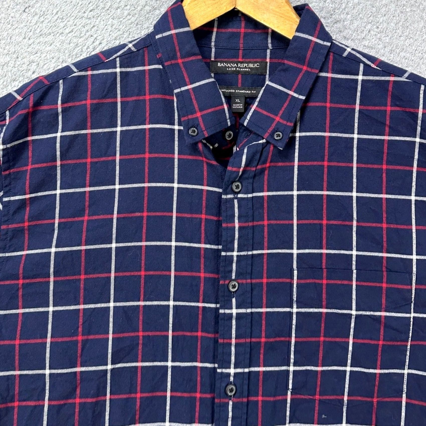 Banana Republic Banana Republic Luxe Flannel Standard Fit Shirt Men XL Blue Checked - Pre-Owned Good Size US XL / EU 56 / 4 - 4 Thumbnail