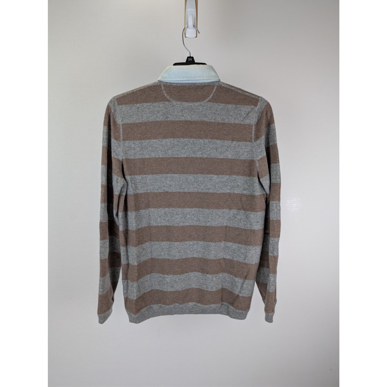 Brunello Cucinelli o1rshd1 CC20 Long Sleeve Striped Polo Shirt in Multicolor Size US M / EU 48-50 / 2 - 9 Thumbnail