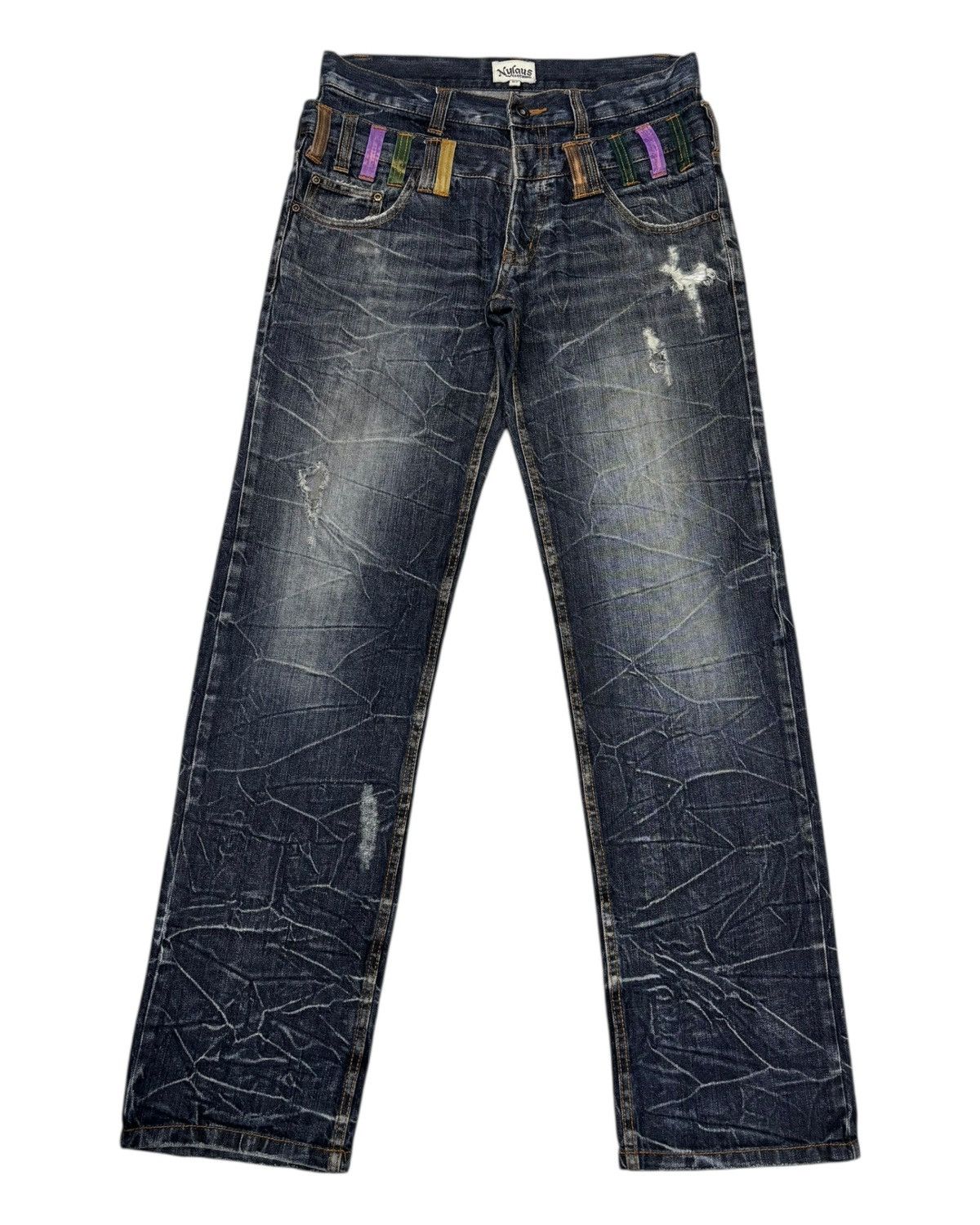 Hysteric Glamour × If Six Was Nine × Seditionaries NYLAUS DOUBLE WAIST WHISKER DISTRESSED DENIM JEANS Size US 31 - 5 Thumbnail
