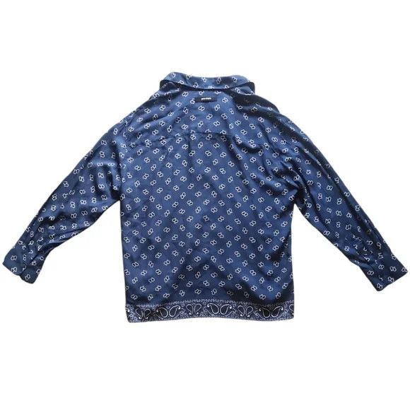 Palm Angels Long Sleeve Paisley Bowling Shirt in Navy Size US M / EU 48-50 / 2 - 4 Thumbnail