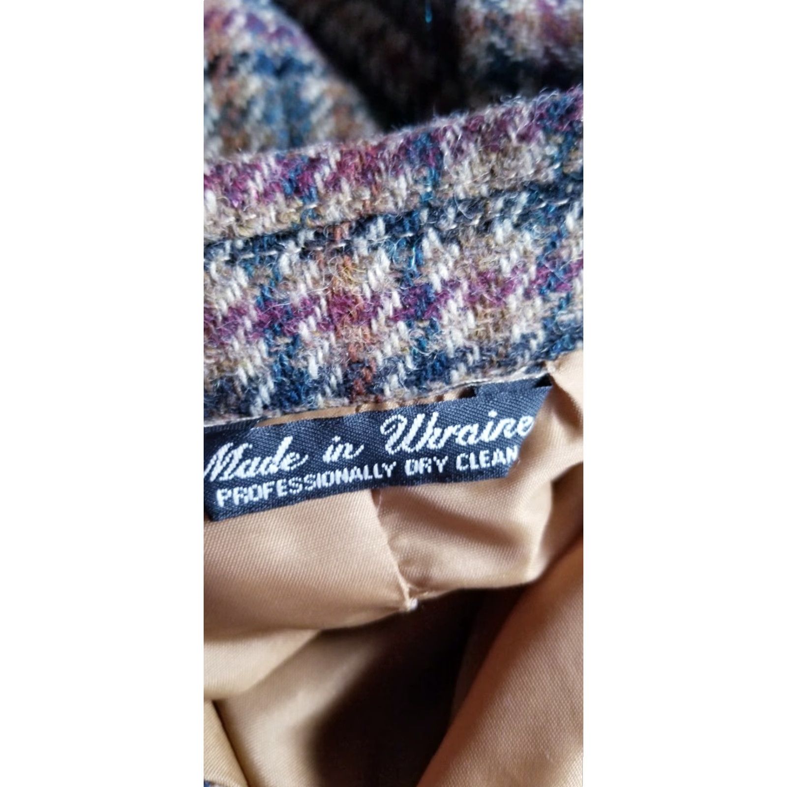 Vintage 44L Pink Orange Purple Green Jumbo Tooth Check Tweed Wool Coat Jacket Blazer Size 44R - 6 Thumbnail