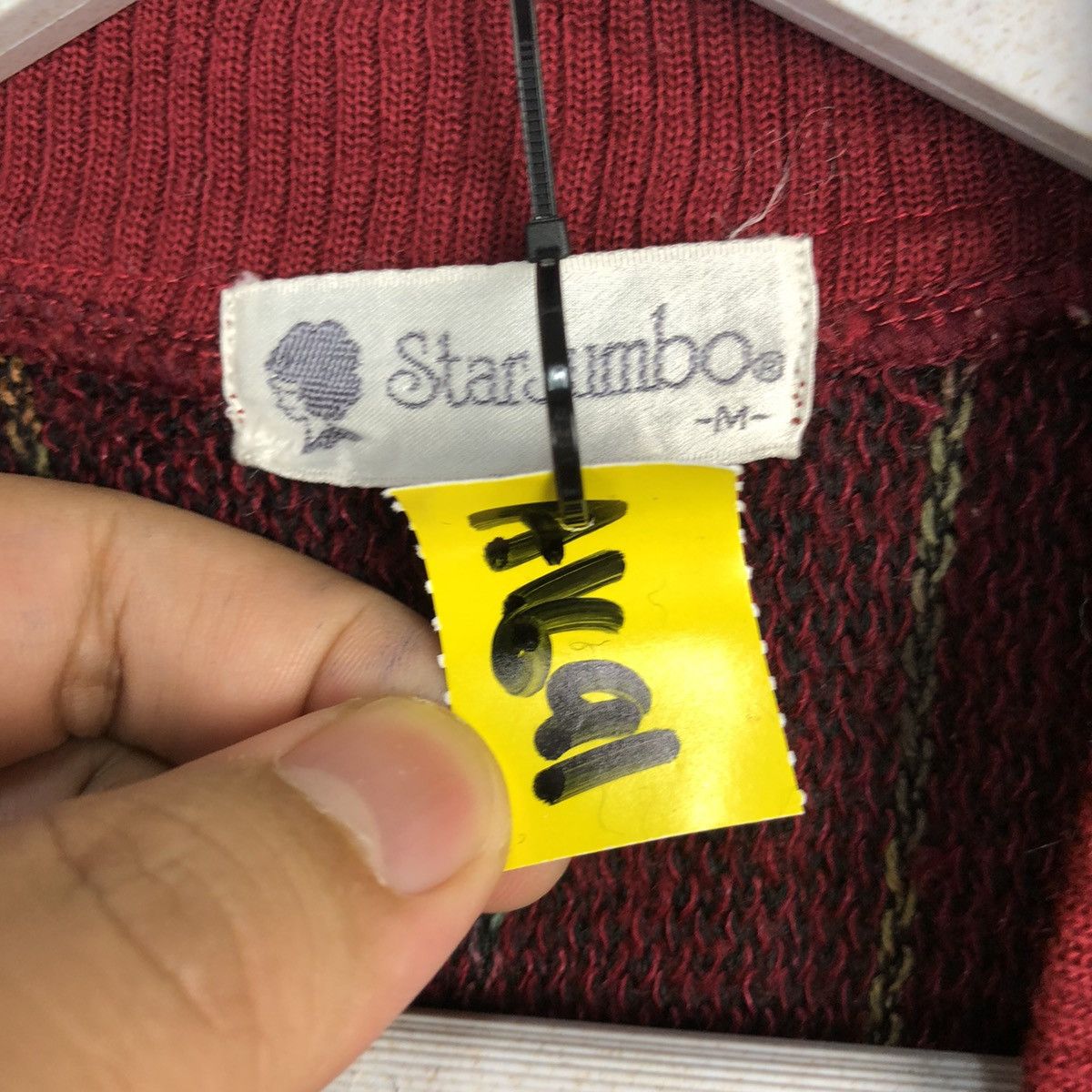 Homespun Knitwear Star Jumbo Red Cardigan Vest Knitwear #A1691 Size M / US 6-8 / IT 42-44 - 8 Thumbnail