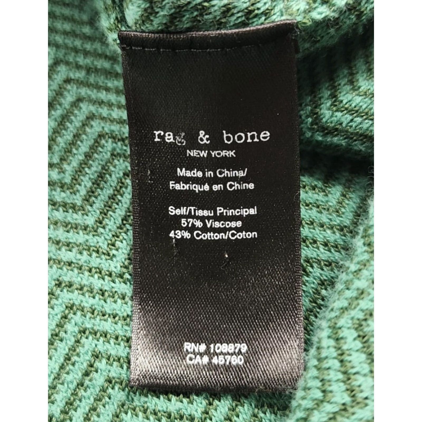 Rag & Bone rag & bone Shirt Mens XL Green Knit Button Up Collar Herringbone Pocket Stretch Size US XL / EU 56 / 4 - 5 Thumbnail
