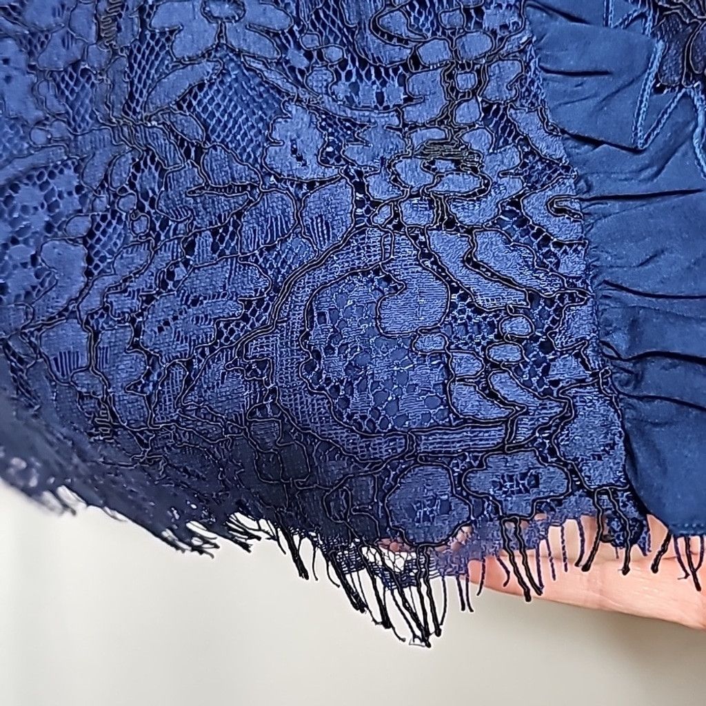 The Unbranded Brand NWOT Eloquii blue floral lace A-line skirt ruffles sz 22 Size 22" - 5 Thumbnail