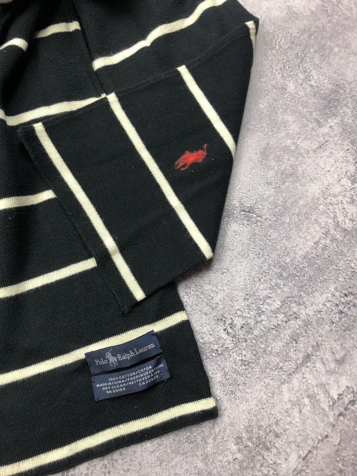 Polo Ralph Lauren POLO RALPH LAUREN Vintage Red Pony Logo Striped Cotton Scarf Size ONE SIZE - 6 Thumbnail