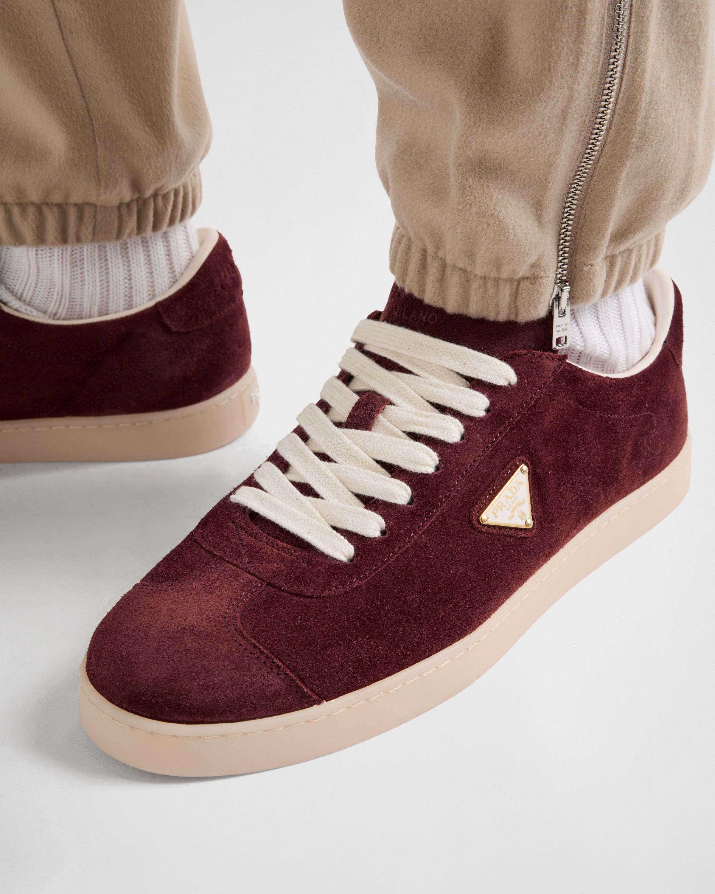 Prada o1la1rc1a0925 Lane Suede Sneakers in Burgundy Size US 10 / EU 43 - 3 Thumbnail