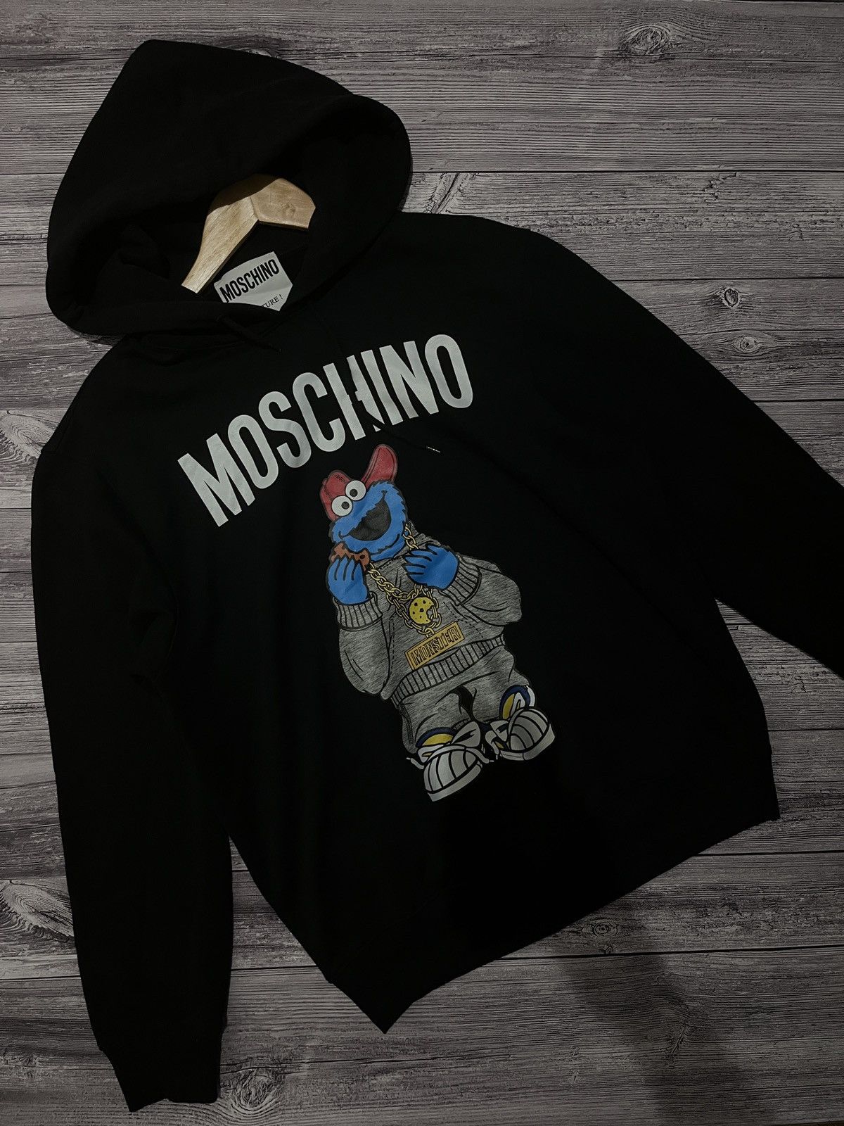 Moschino Moschino Cookie Monster Graphic Hoodie Black Size US L / EU 52-54 / 3 - 1 Thumbnail
