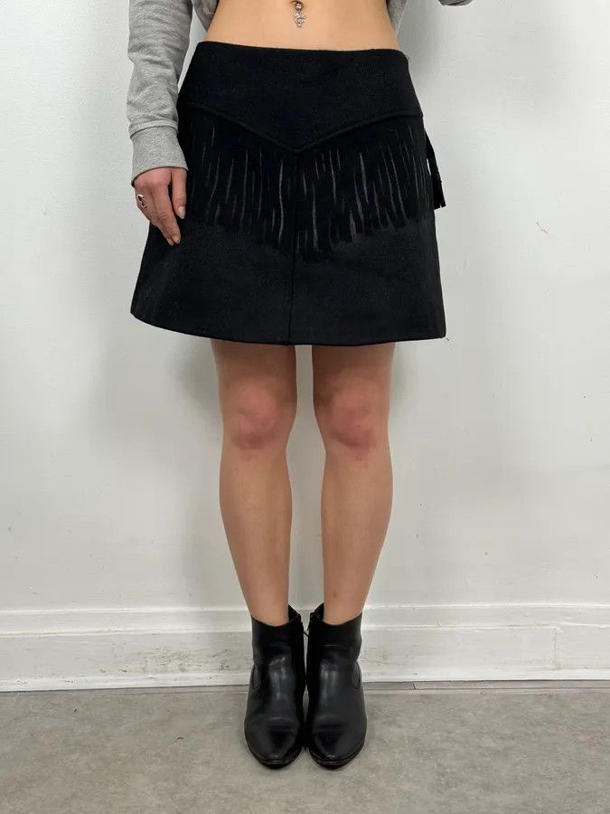 Maison Margiela AW2020 Maison Margiela Black Fringe Trompe L’oeil Skirt Size 27" / US 4 / IT 40 - 2 Thumbnail