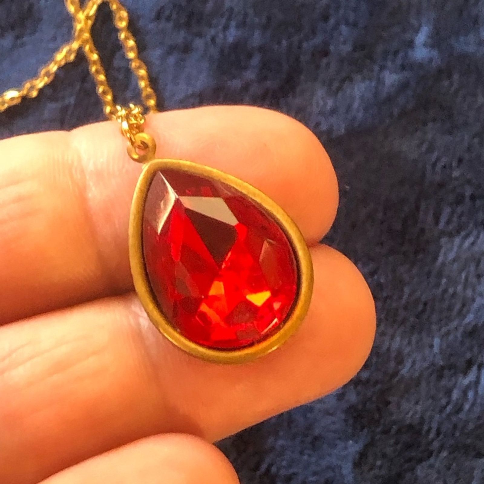 Vintage Vintage repurpose ruby red teardrop pendant necklace Size ONE SIZE - 2 Thumbnail