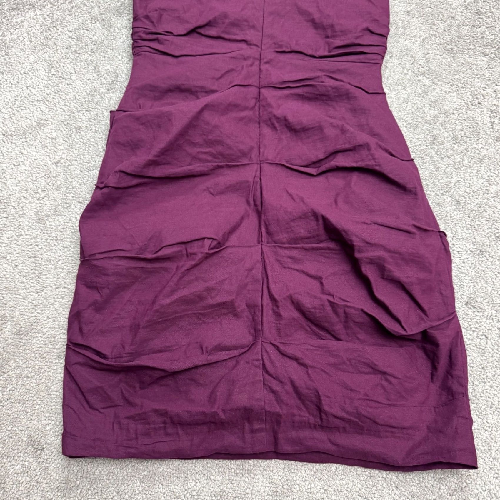 Eileen Fisher Eileen Fisher Ruched Sheath Dress Womens 10P Purple Sleeveless V-Neck Lined Knee Length Petite Size L / US 10 / IT 46 - 3 Thumbnail