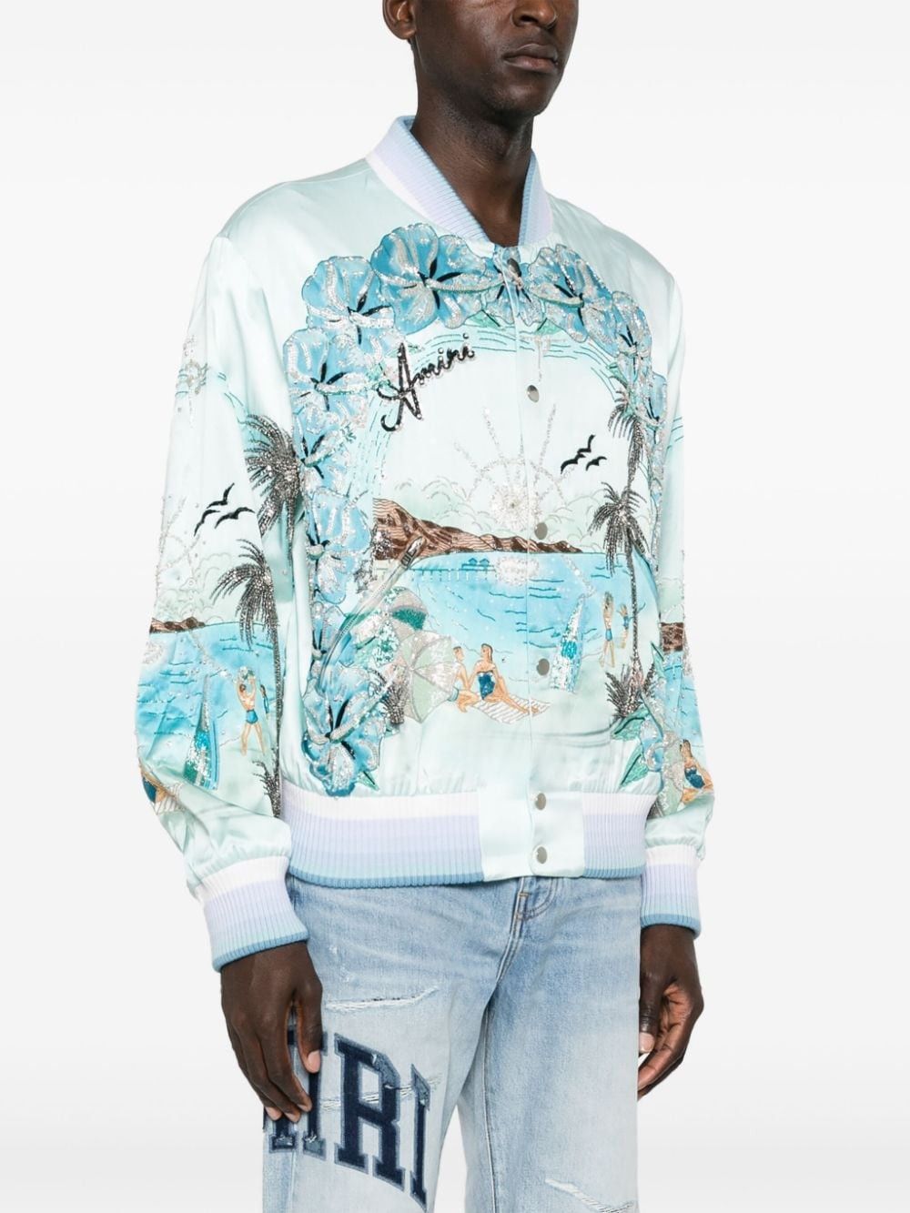Amiri o1s1wg111025 Paradise Beaded Bomber Jacket in Multicolor Size US M / EU 48-50 / 2 - 3 Thumbnail