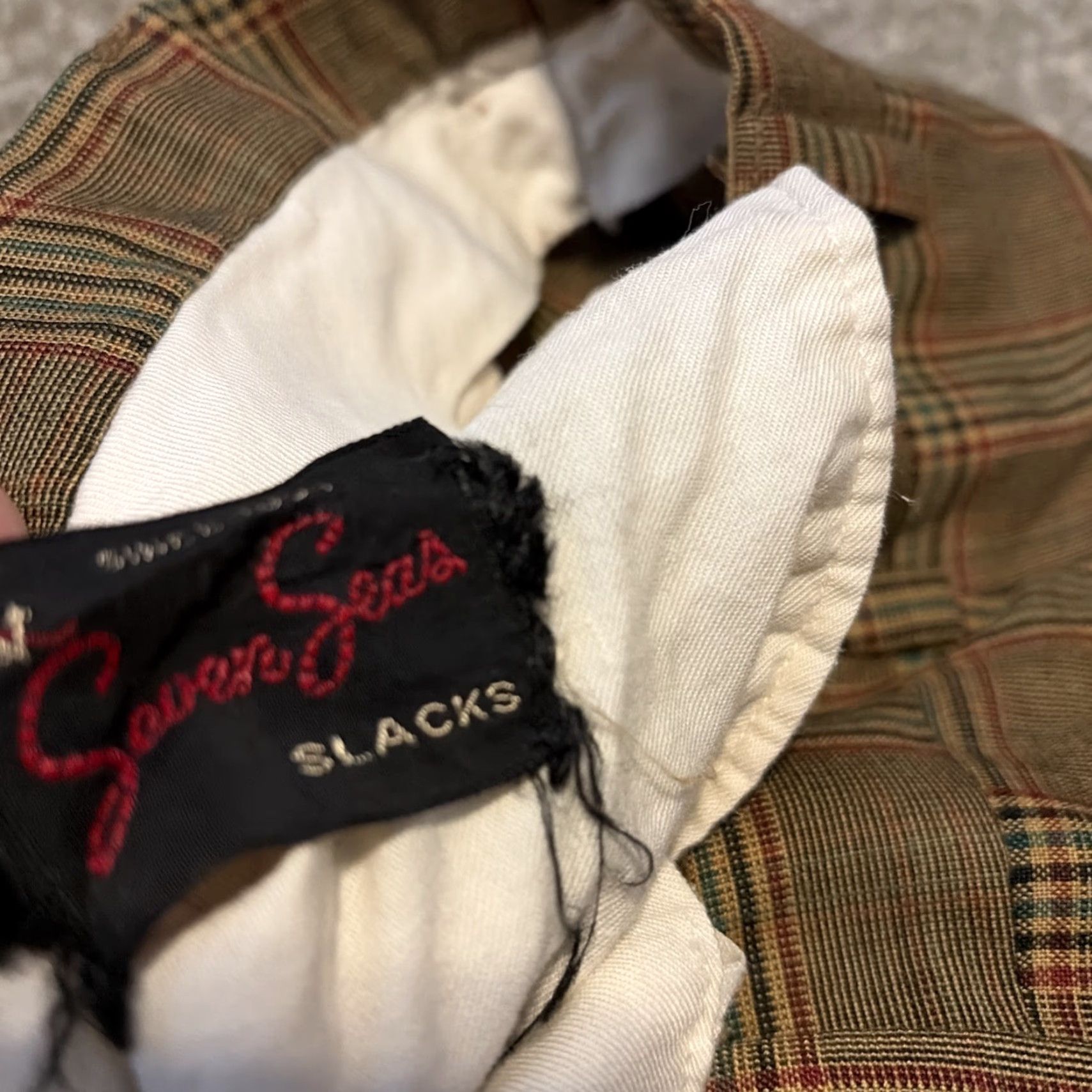Vintage VINTAGE Seven Seas Slacks Brown Checkered Plaid Dress Pants Shirt? Size US 32 / EU 48 - 5 Thumbnail