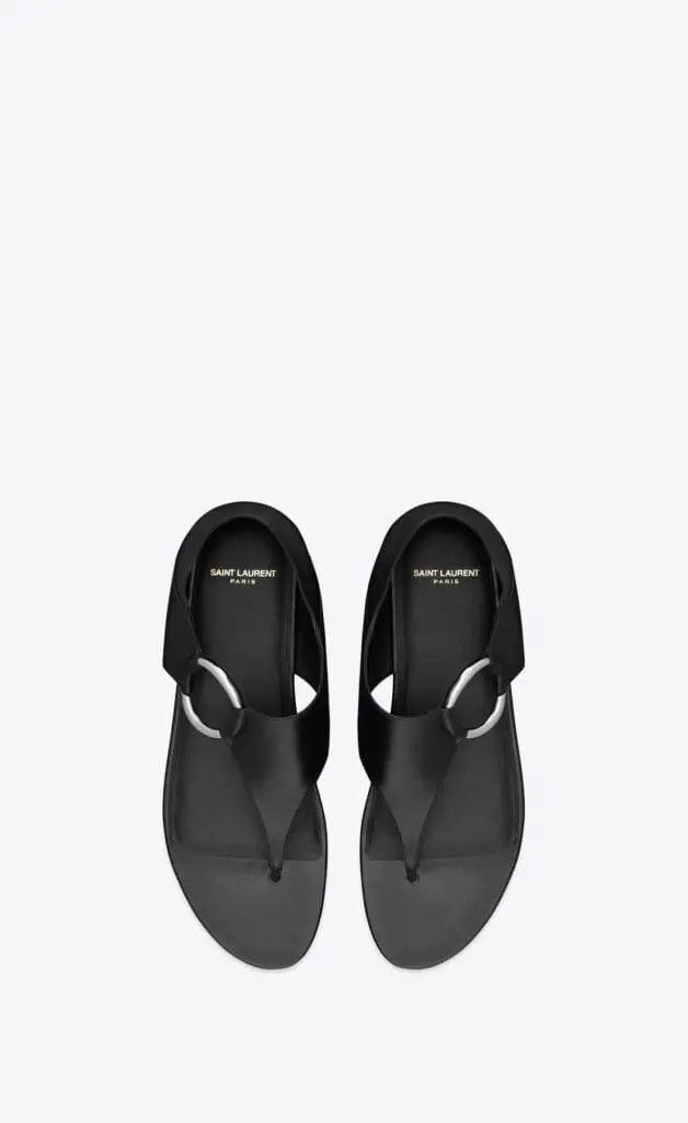 Saint Laurent Paris o1la1rc1a0226 776202 XSL Sandals in Smooth Leather in Black Size US 13 / EU 46 - 1 Preview