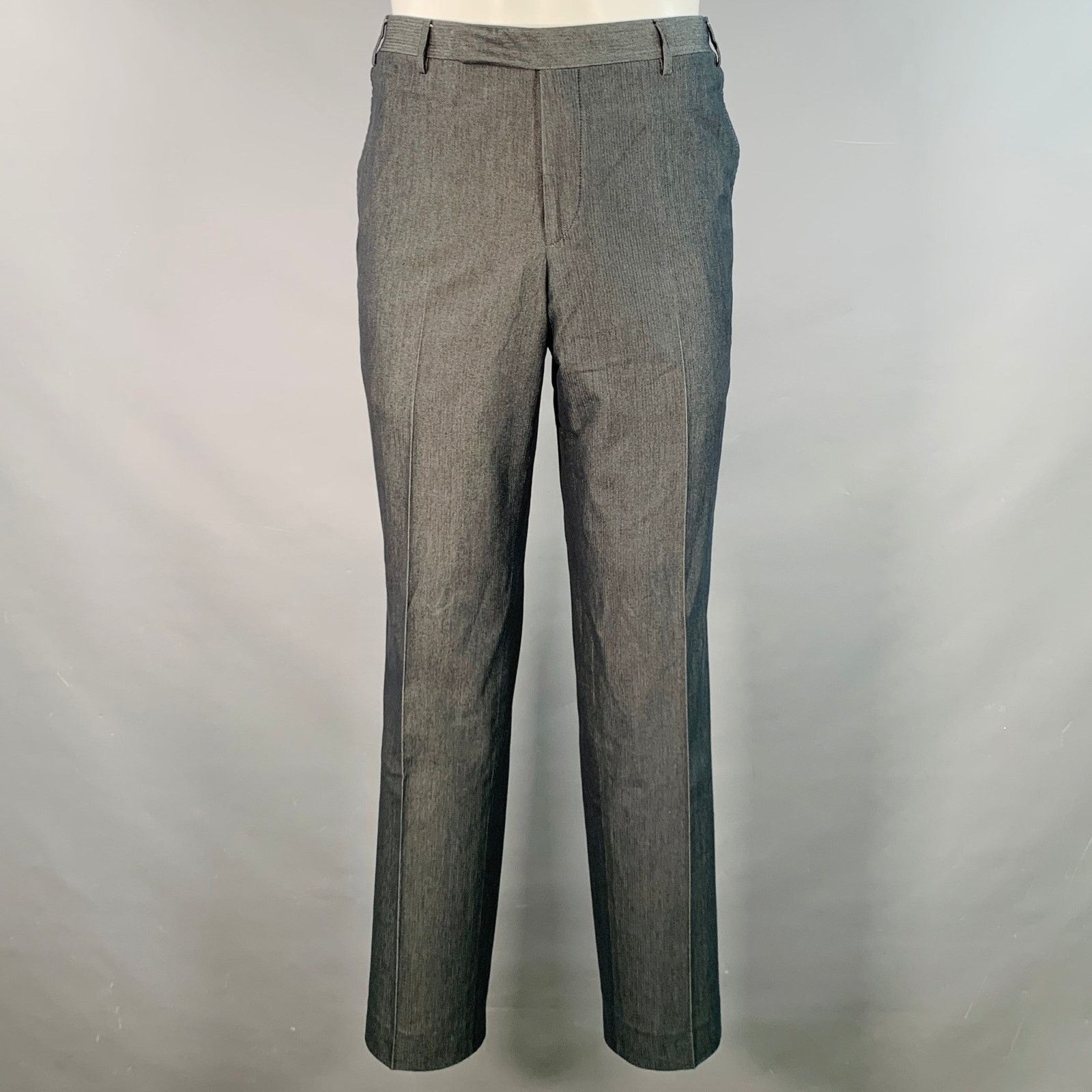 Corneliani Grey Charcoal Herringbone Cotton Silk Peak Lapel Suit Size 38R - 5 Thumbnail
