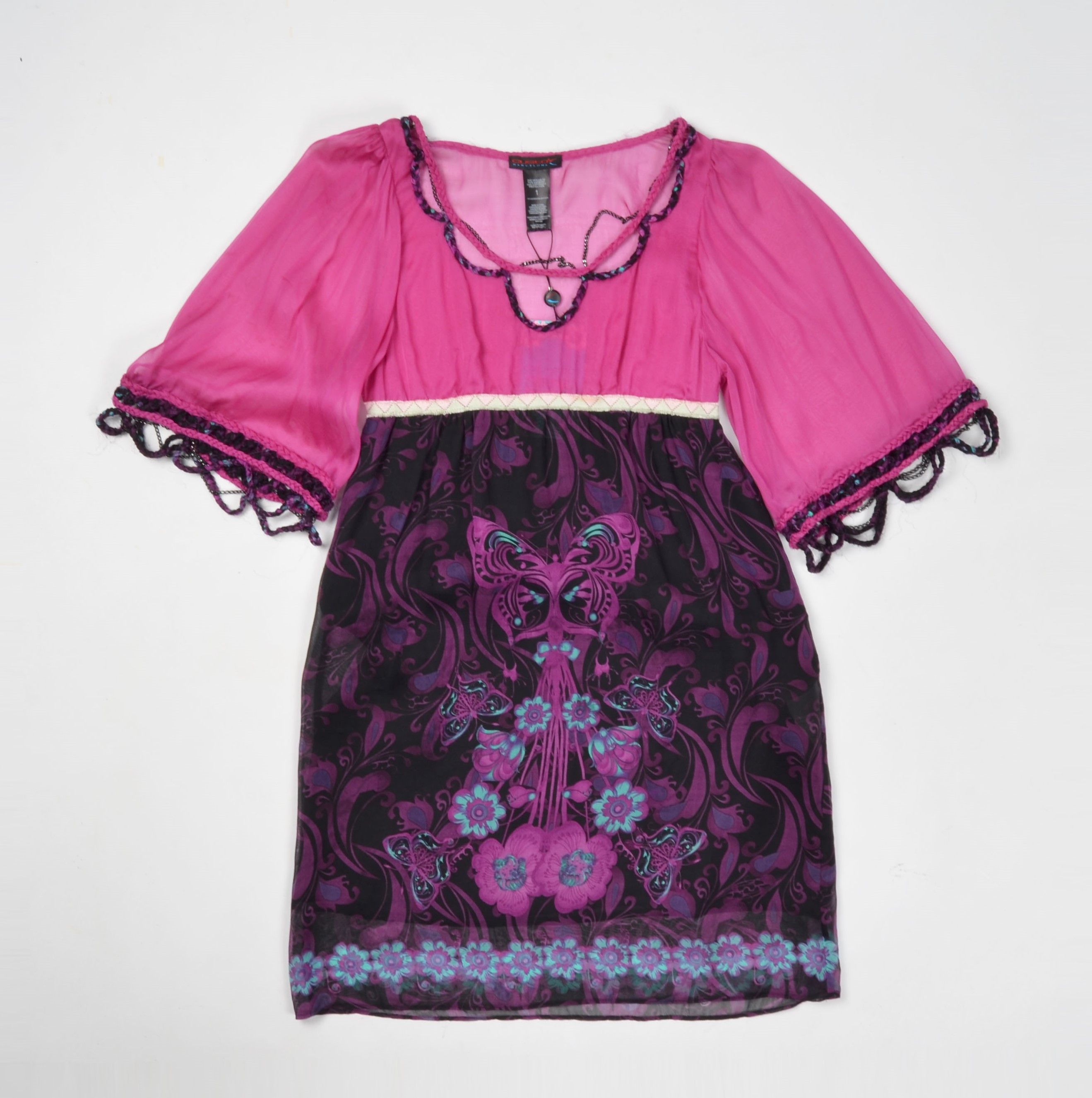 Custo Barcelona Vintage Y2K Boho Silk Mini Dress