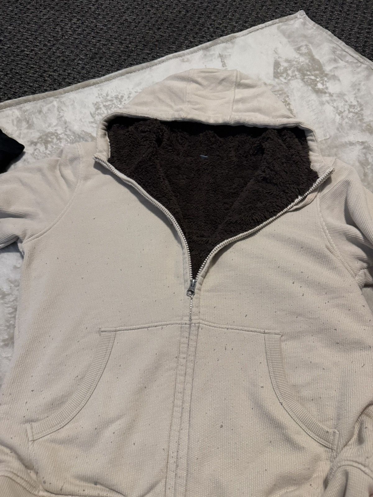 Other Teddy Lined Zip Up Hoodie – Beige Sherpa – Y2k Zip Jacket Size M / US 6-8 / IT 42-44 - 1 Thumbnail