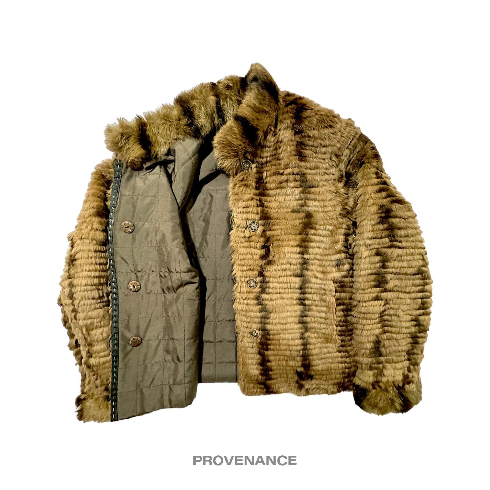Balmain 🔴 Balmain Reversible Rabbit Fur Jacket - Olive/Brown M W12 Size M / US 6-8 / IT 42-44 - 3 Thumbnail