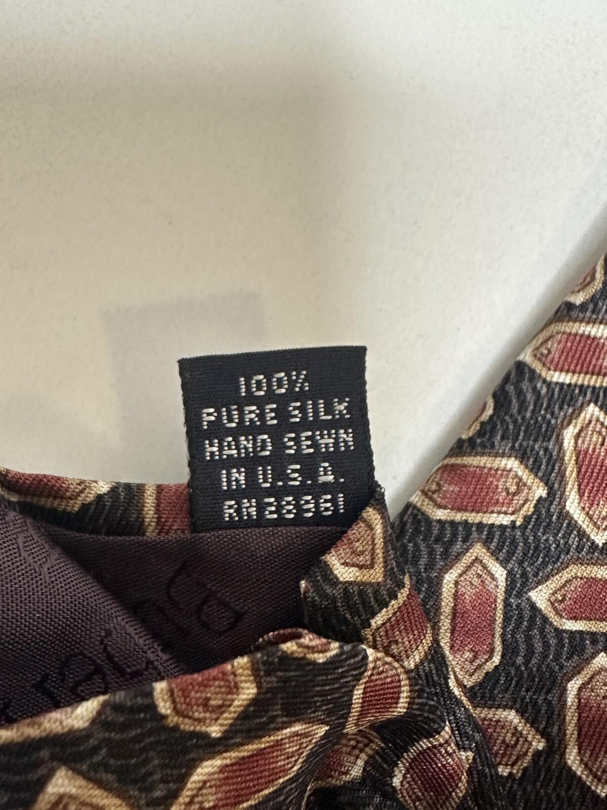 Burberry Vintage Burberrys London silk tie black/brown/gold geometric Size ONE SIZE - 3 Thumbnail