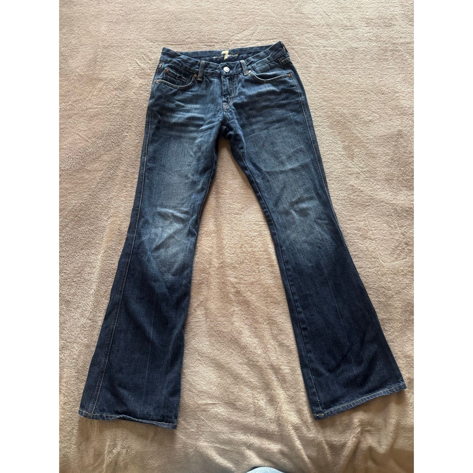 7 For All Mankind 7 For All Mankind Indigo Bootcut Jeans Pink Sequin Pocket Size 27" / US 4 / IT 40 - 1 Thumbnail