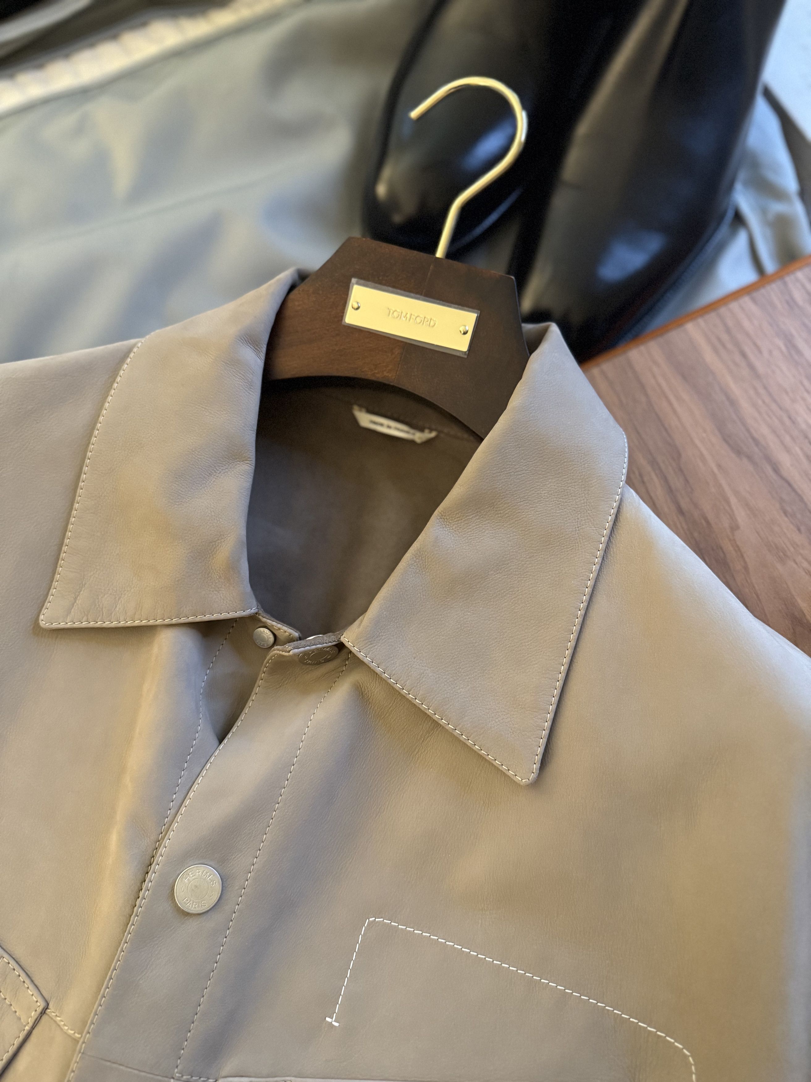 Hermes Best Dressed Ultra Rare $15K w/tax HERMES Calfskin Overshirt Size US XL / EU 56 / 4 - 19 Thumbnail