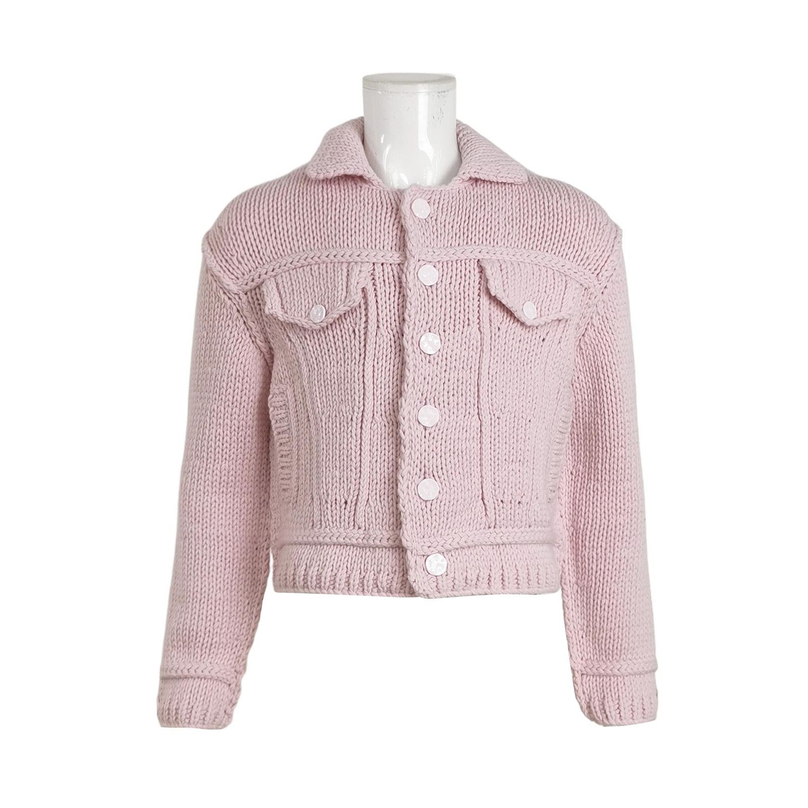 Louis Vuitton Louis Vuitton Pink Knit Wool Button Jacket Size XS Size XS / US 0-2 / IT 36-38 - 1 Thumbnail