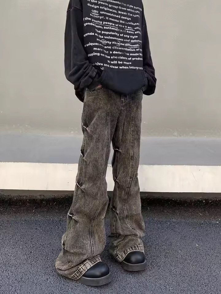 Jean Y2k Cargo Flared Stack Jeans Wide Leg Bootcut Stacked Size US 34 / EU 50 - 6 Thumbnail