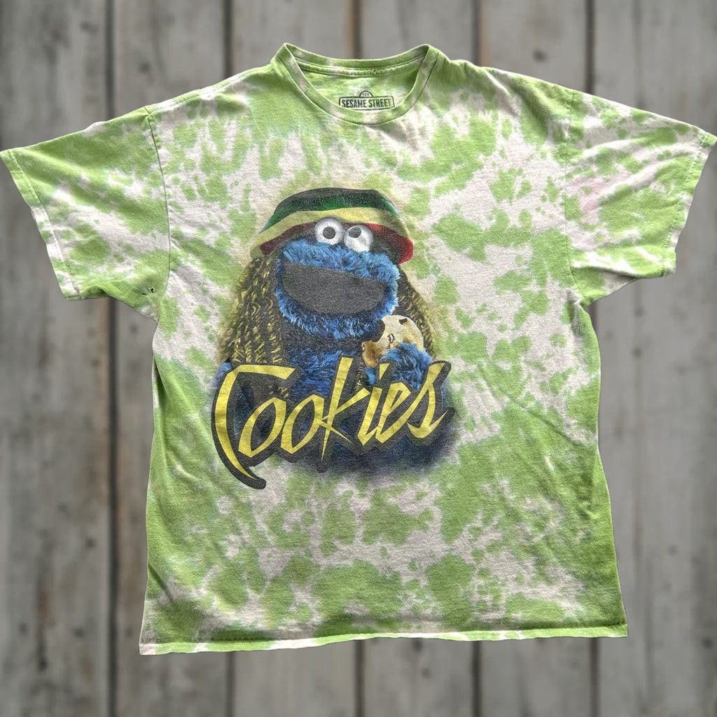 Vintage Sesame Street Shirt Mens Large Green Tie Dye Graphic Tee Cookie Monster Rasta Size US L / EU 52-54 / 3 - 1 Thumbnail