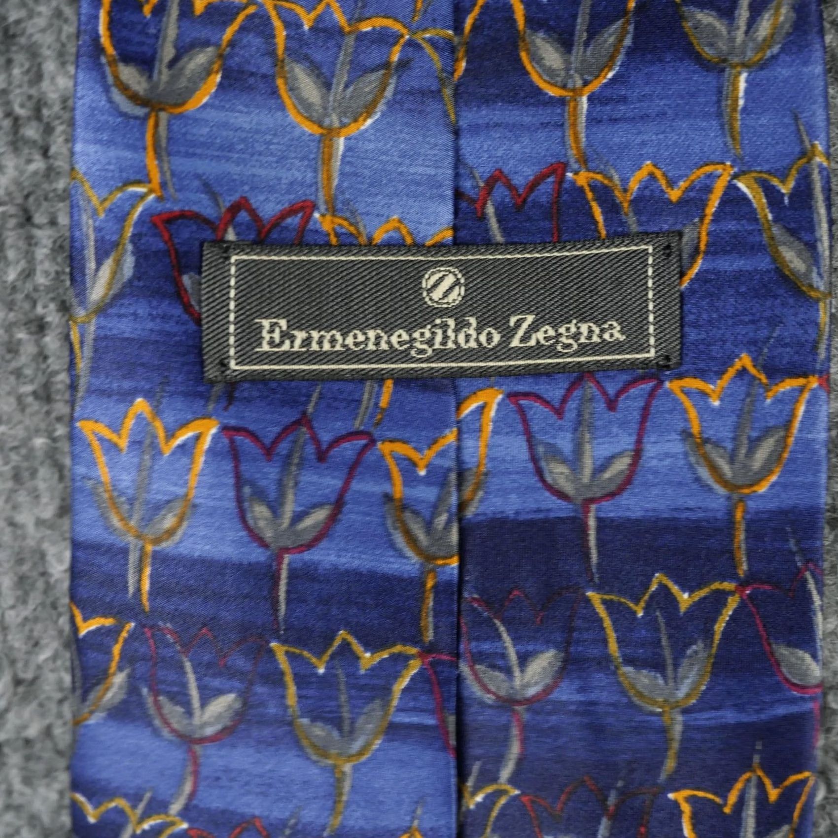 Ermenegildo Zegna Ermenegildo Zegna Tie Mens One Size Blue Tulip Floral Silk Necktie Italy Pattern Size ONE SIZE - 6 Thumbnail