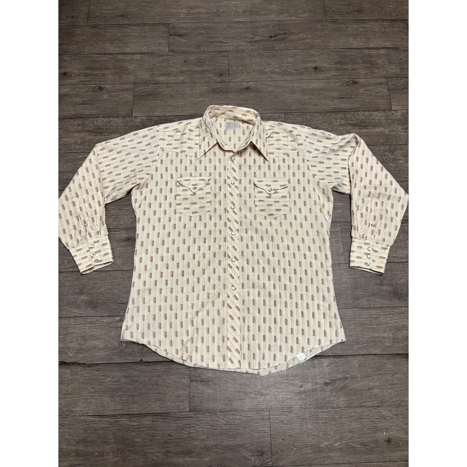 Vintage Vintage H Bar C Western Pearl Button Shirt Sz XL 50s Tan Size US XL / EU 56 / 4 - 1 Thumbnail