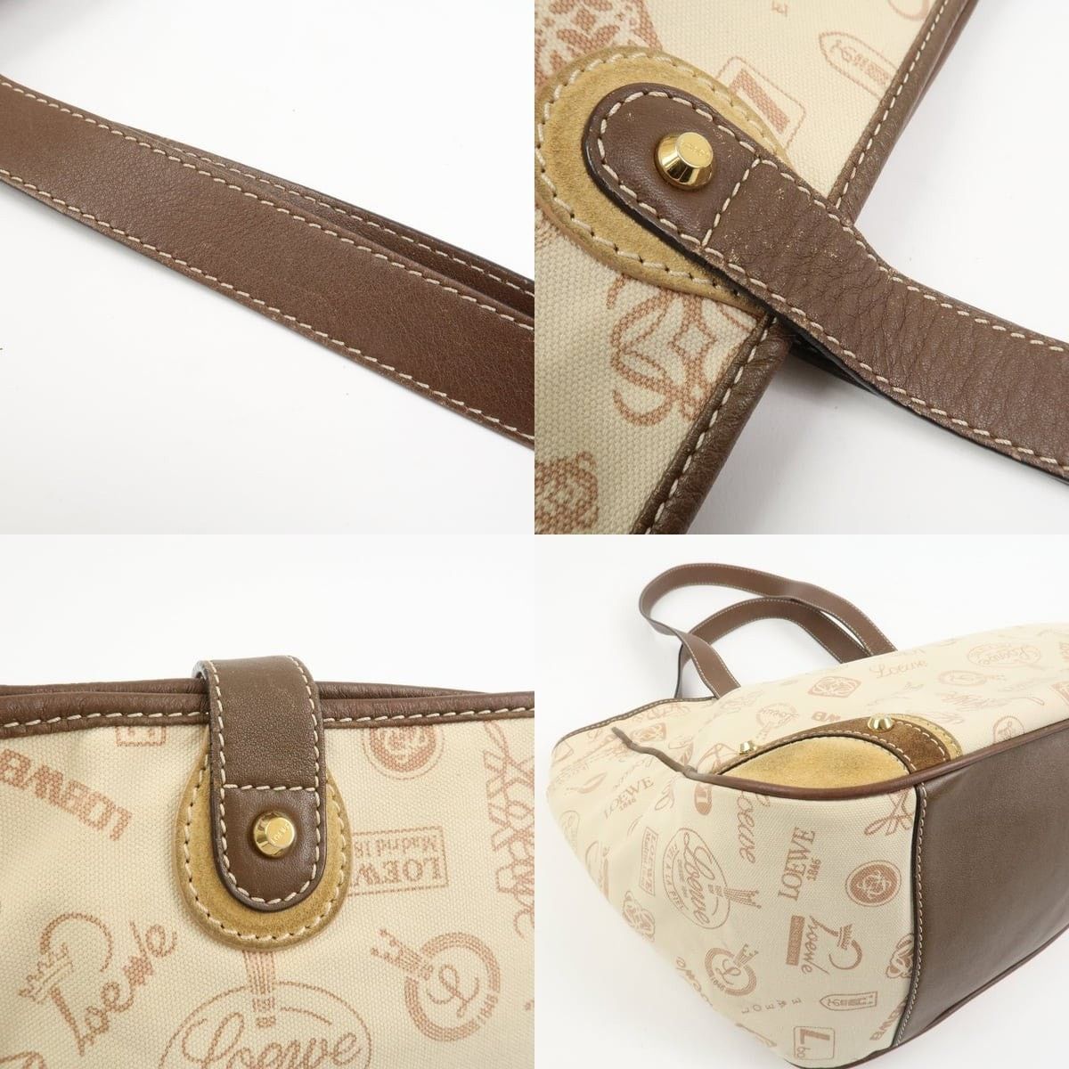 Loewe Loewe Anagram Canvas & Suede Tote Ivory Size ONE SIZE - 4 Thumbnail