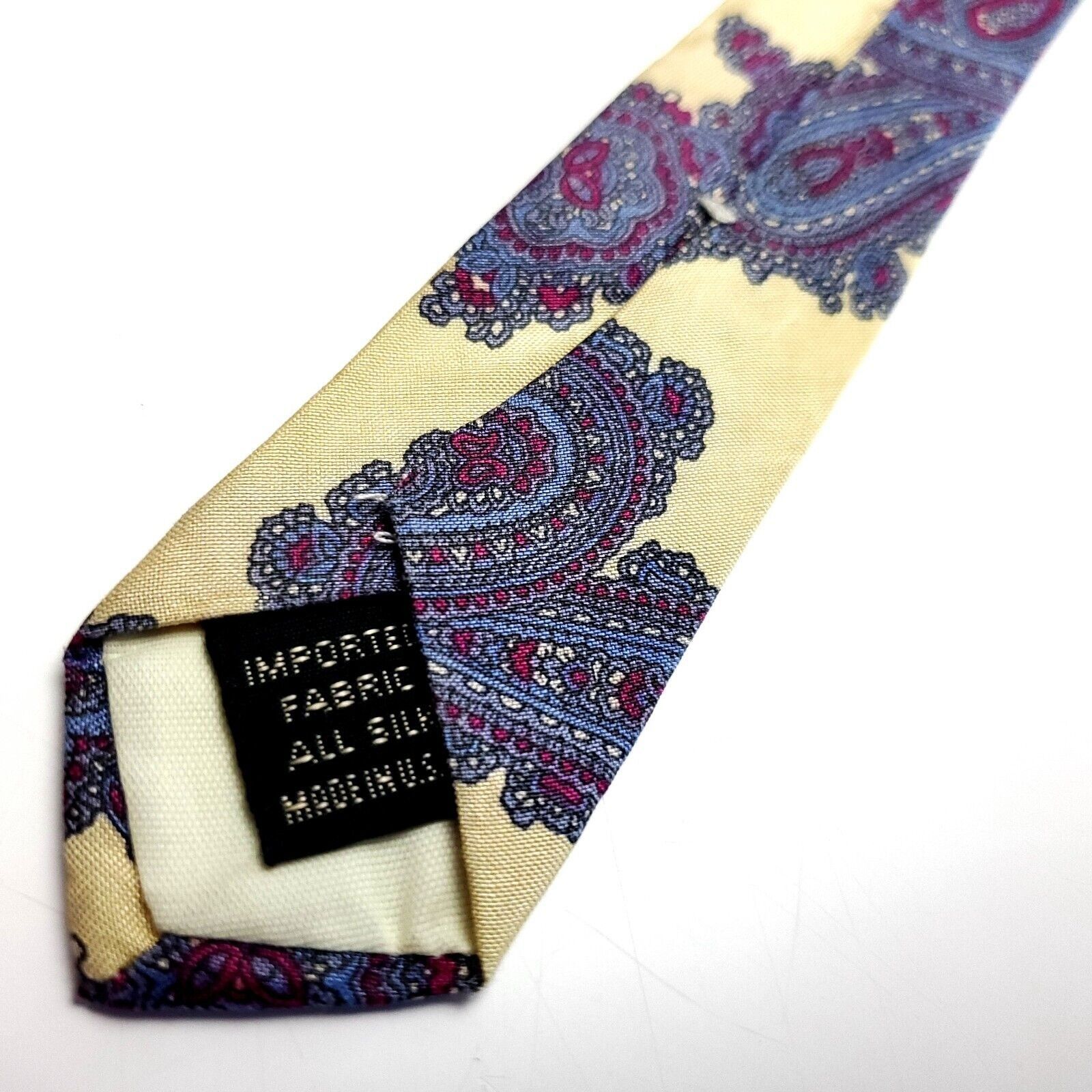 Lord & Taylor Lord & Taylor Yellow Blue Silk Tie Woven Short Paisley Size ONE SIZE - 5 Thumbnail